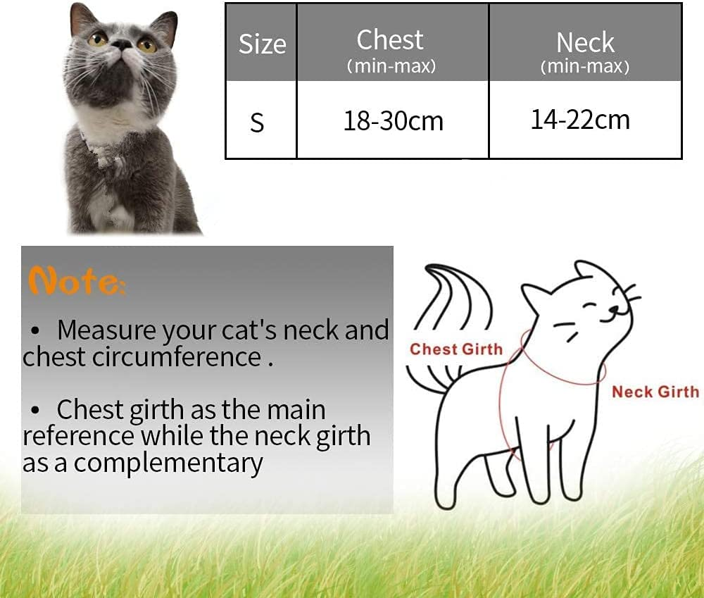 Cat Harness with Lead, Escape Proof Harness Soft Adjustable Nylon Leash Leash Set for Cat Kitten Small Pet Walking (Black) image number 2