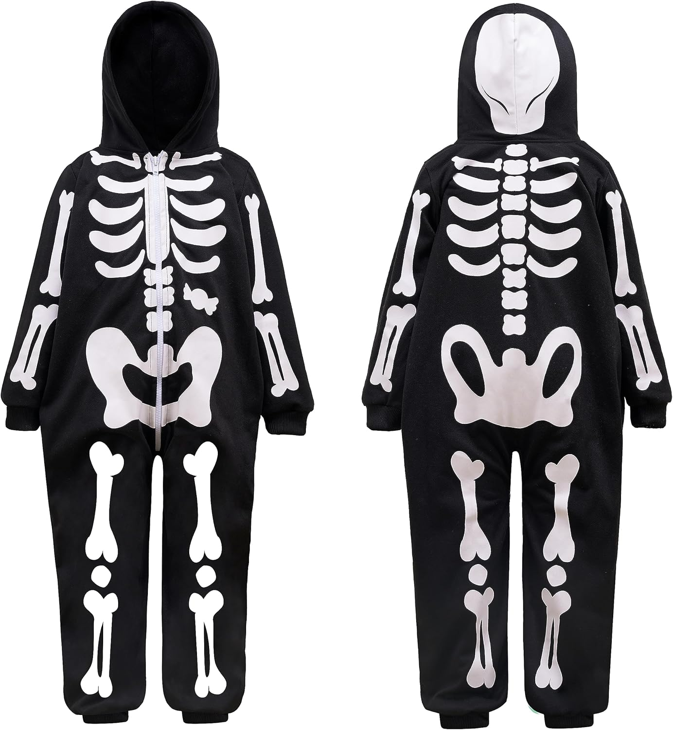 Spooktacular Creations Halloween Skeleton Costume Baby, Unisex Skeleton Jumpsuit for Toddler Halloween Dress up Costume Party image number 2