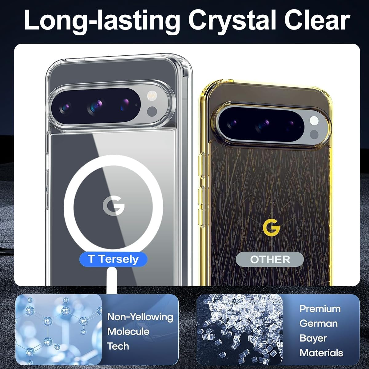 T Tersely Magnetic Case for Google Pixel 10 Pro XL 2025, Compatible with Magsafe, Scratch-Resistant Back, Anti-Scratch Clear Back Magnetic Phone Cover image number 4