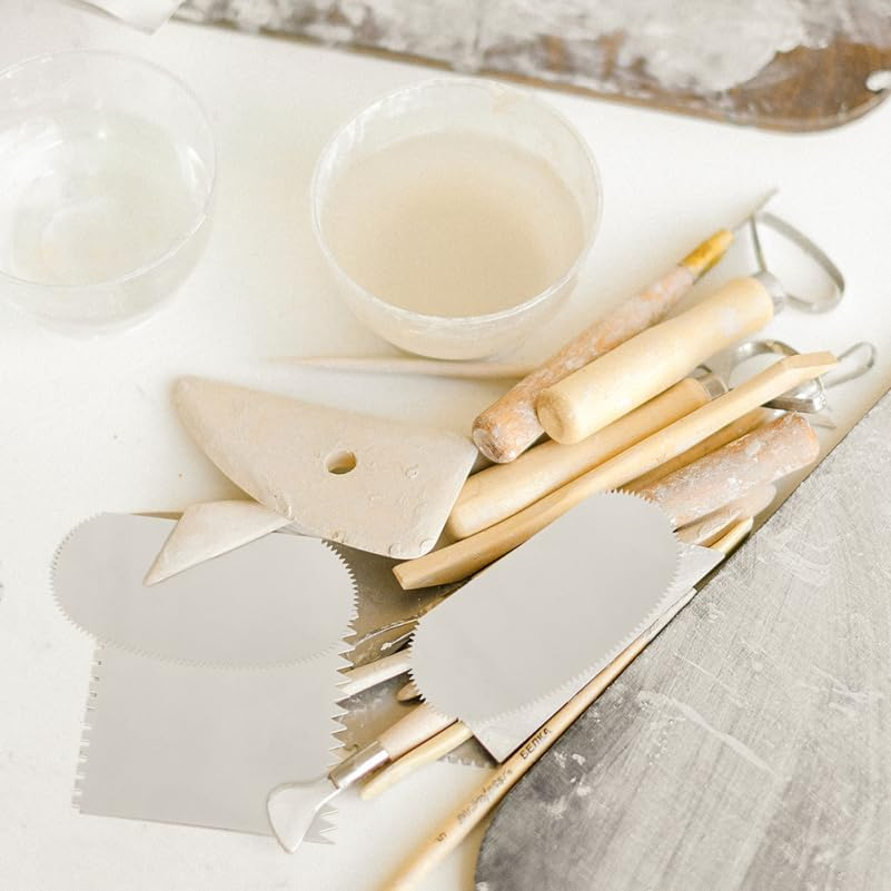 SHINEOFI 2Pcs Stainless Steel Clay Sculpting Tools Set with Serrated Scraper for Pottery and DIY Crafts, Silver Clay Engraving Tools image number 5