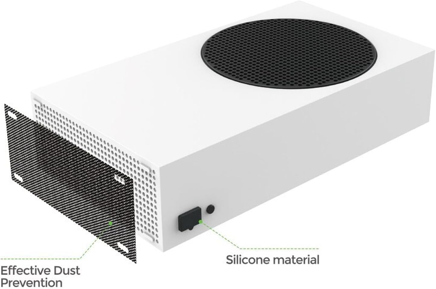 Yechiry Series S Dust Cover, Silicone PVC anti Dust Filter Kit, Console Protective Set with Mesh Ventilation Top Cover, 8 Plugs, Ideal for Series S Console Accessories image number 2