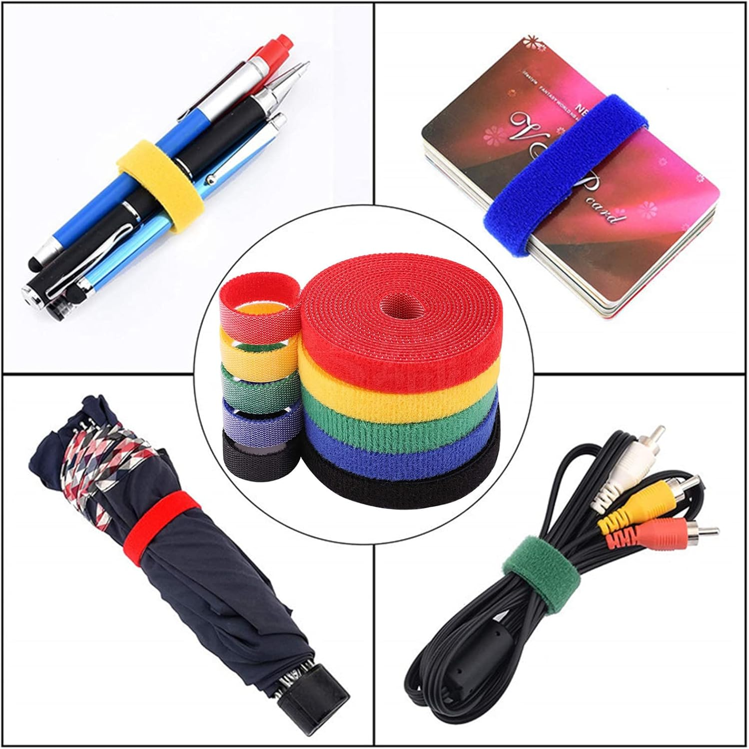 Acbbmns 10M/32.8Ft Nylon Cable Ties, 5 Colors 12.5Mm Width, Self Adhesive Cable Wire Straps, Fastening Wire Organizer Cable Management for Managing Wires & Organizing Cords