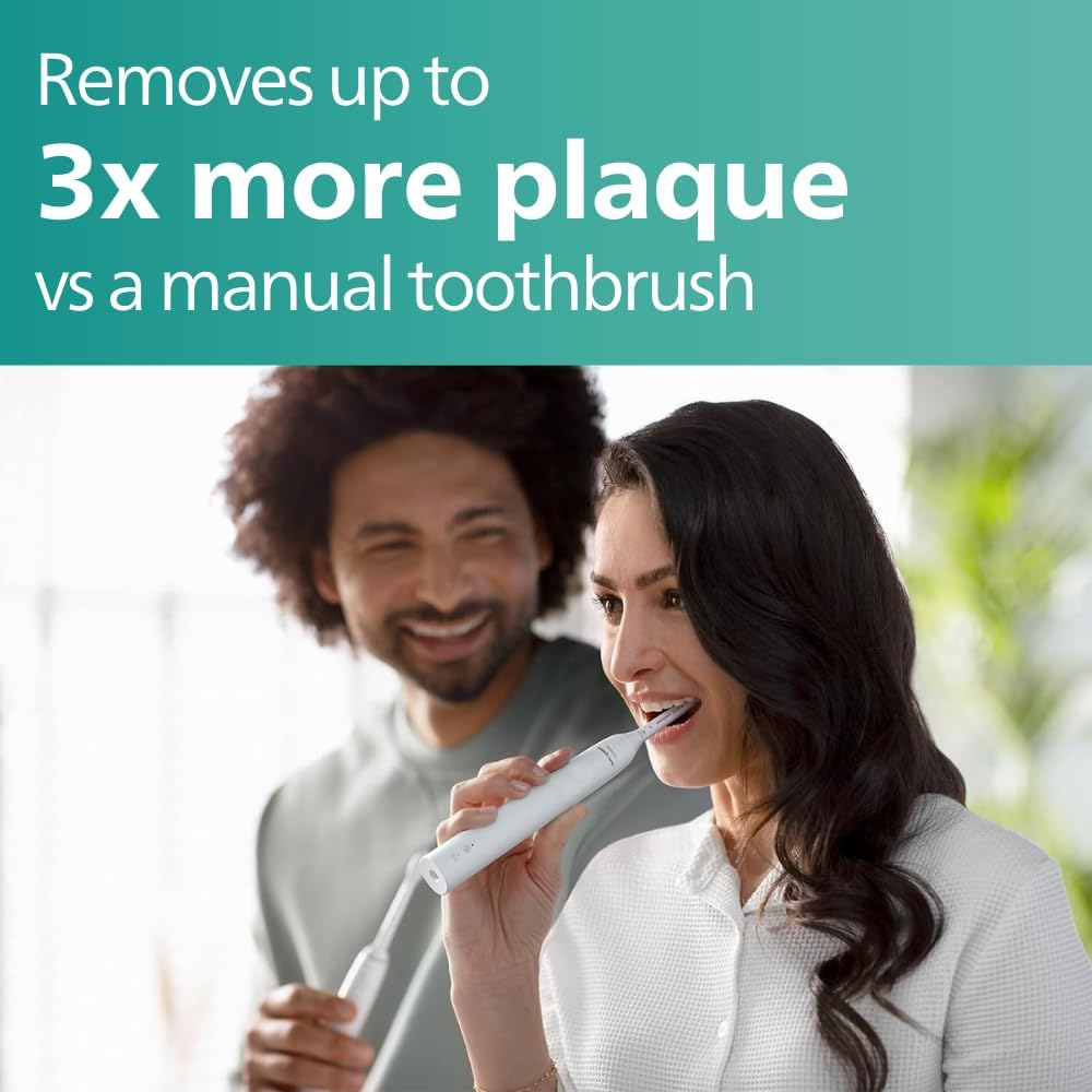 Philips Sonicare 3100 Sonic Lightweight Electric Toothbrush with Pressure Sensor and Replacement Reminder, White, HX3673/13