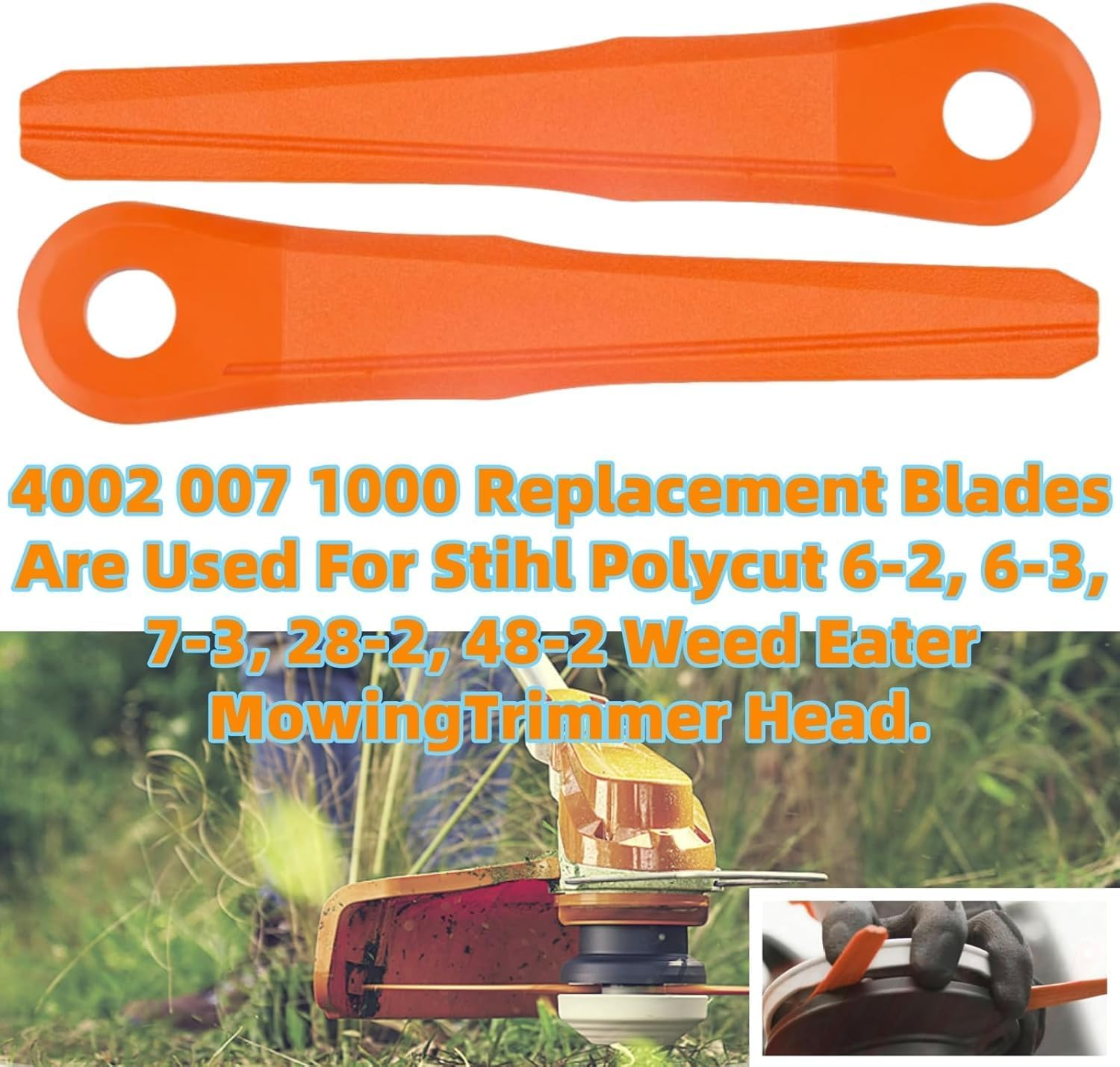 Pack of 24 Plastic Blades for Stihl Polycut 6-2, 6-3, 7-3, 28-2, 48-2, Sharp Durable Replacement Blade 40020071000, High-Quality Cutting Blade for Mower Trimmer image number 1
