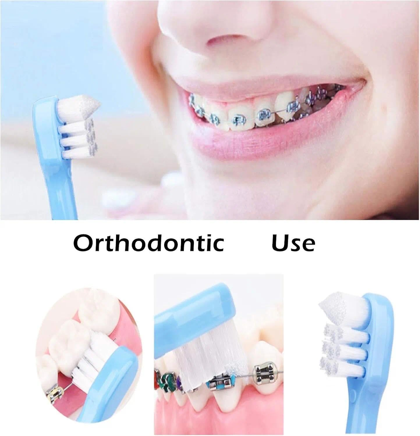 Interdental Brush with Small Head for Braces and Tight Teeth, Precision Cleaning Tuft Toothbrush for Sensitive Gums (4-Pack)- Ruibex image number 3