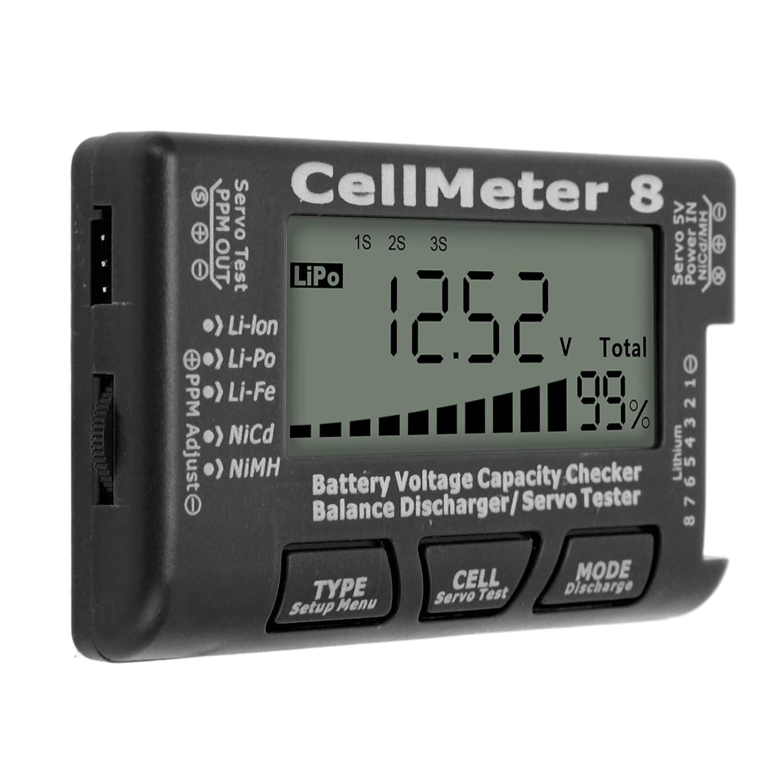 Digital Battery Capacity Checker Tester Detector Battery Balance Discharger Servo Tester for Lipo for Servo Testing and Voltage Checking(Black)