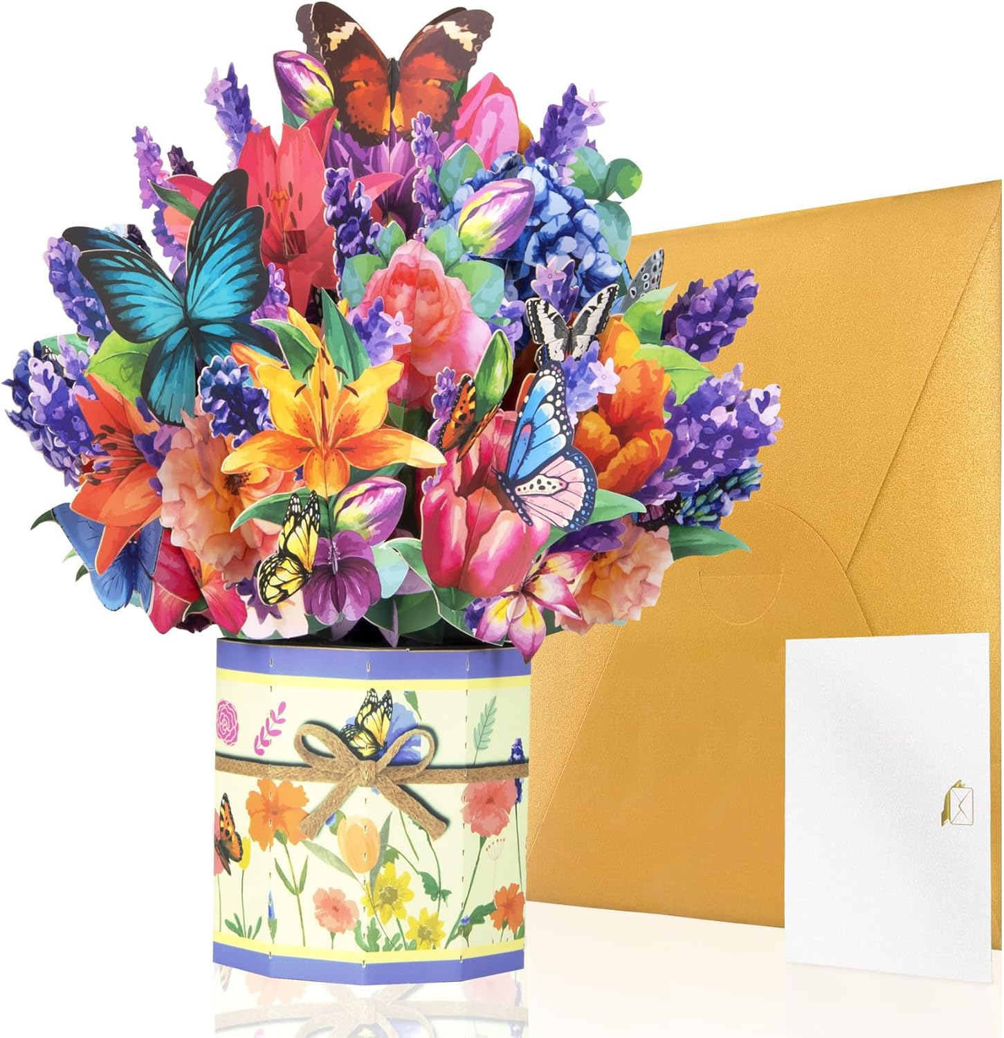 Flower Pop up Card Happy Mothers Day Card 3D Mothers Day Greeting Cards Carnation Flower Bouquet with Note Card and Envelope for Mom Birthday, Anniversary, Mother'S Day (Mixed Flower Butterfly) image number 3