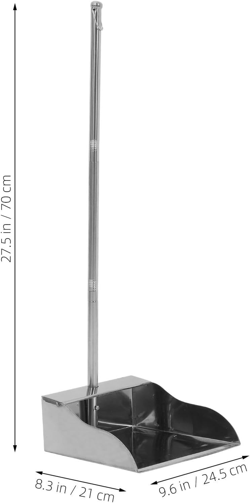 VALICLUD Stainless Steel Upright Dustpan with Long Handle, Heavy Duty Handheld Garbage Shovel for Indoor and Outdoor Cleaning, Large Size Ground Dustpan Suitable for Home and Garden Use image number 4