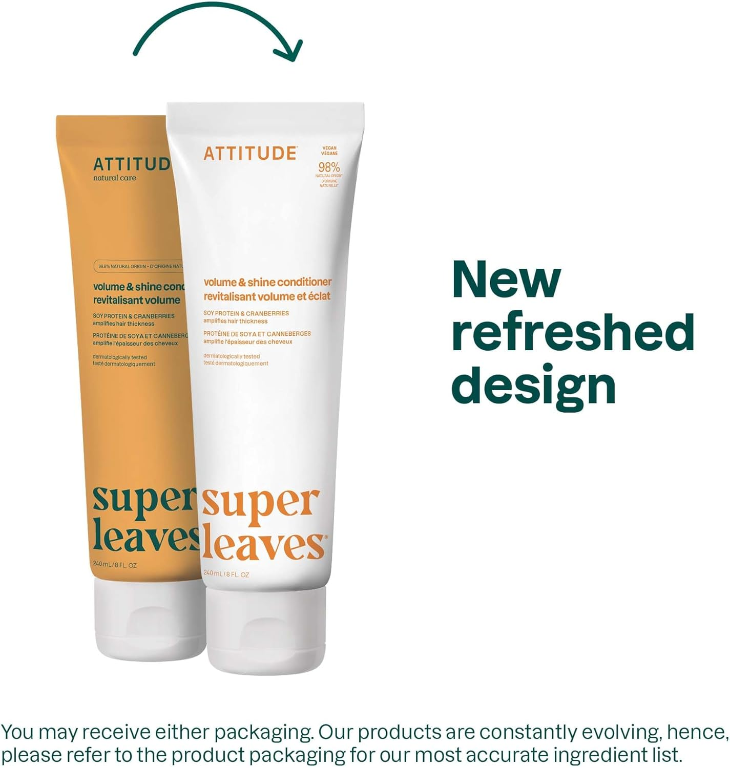 ATTITUDE Volume and Shine Hair Conditioner, for Thin Hair, Naturally Derived Ingredients, Vegan Detangler, Dermatologically Tested, Soy Protein & Cranberries, 8 Fl Oz image number 2