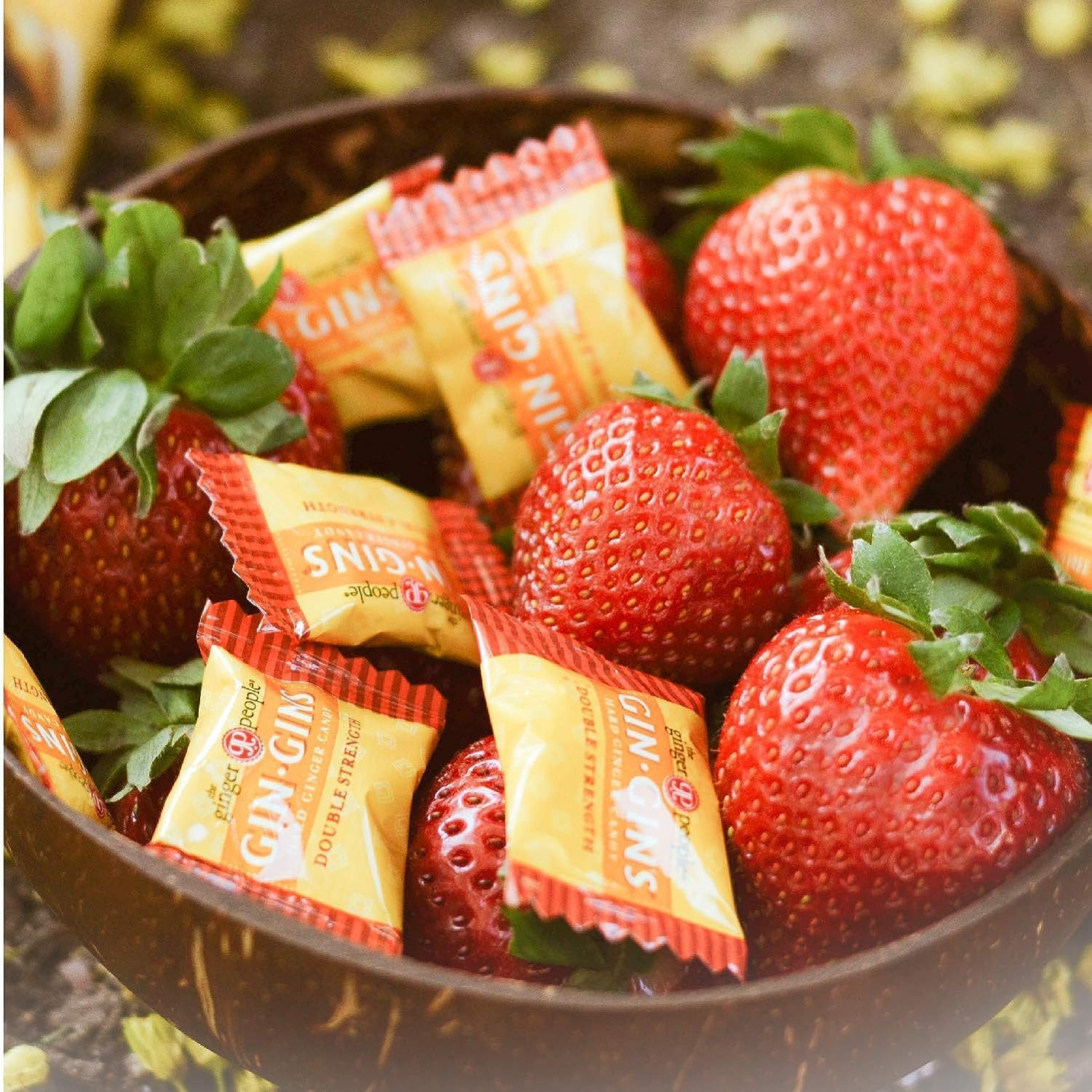 GIN GINS Double Strength Ginger Hard Candy &ndash; Natural Ginger Candy by the Ginger People &ndash; Individually Wrapped Healthy Candy &ndash; Double Strength Flavor &ndash; Large 1 Lb Bag (16Oz) &ndash; Pack of 1 image number 3