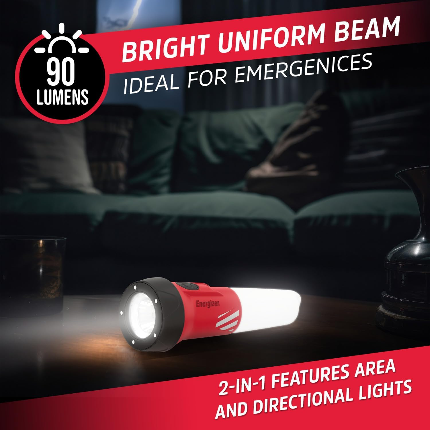 Energizer Preparation Kit, Power Outage Kit with 2-In-1 LED Flashlight-Lantern Combo (90 Lumens), LED Headlamp (325 Lumens), Backup Batteries, and Storage Case image number 6