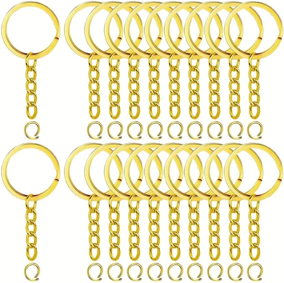 100Pcs 30Mm Sliver Key Chain Rings Kit, 50Pcs Keychain Rings with Chain and 50Pcs Open Jump Ring, for Keys, Crafts and Jewelry Findings Making (Silvery)