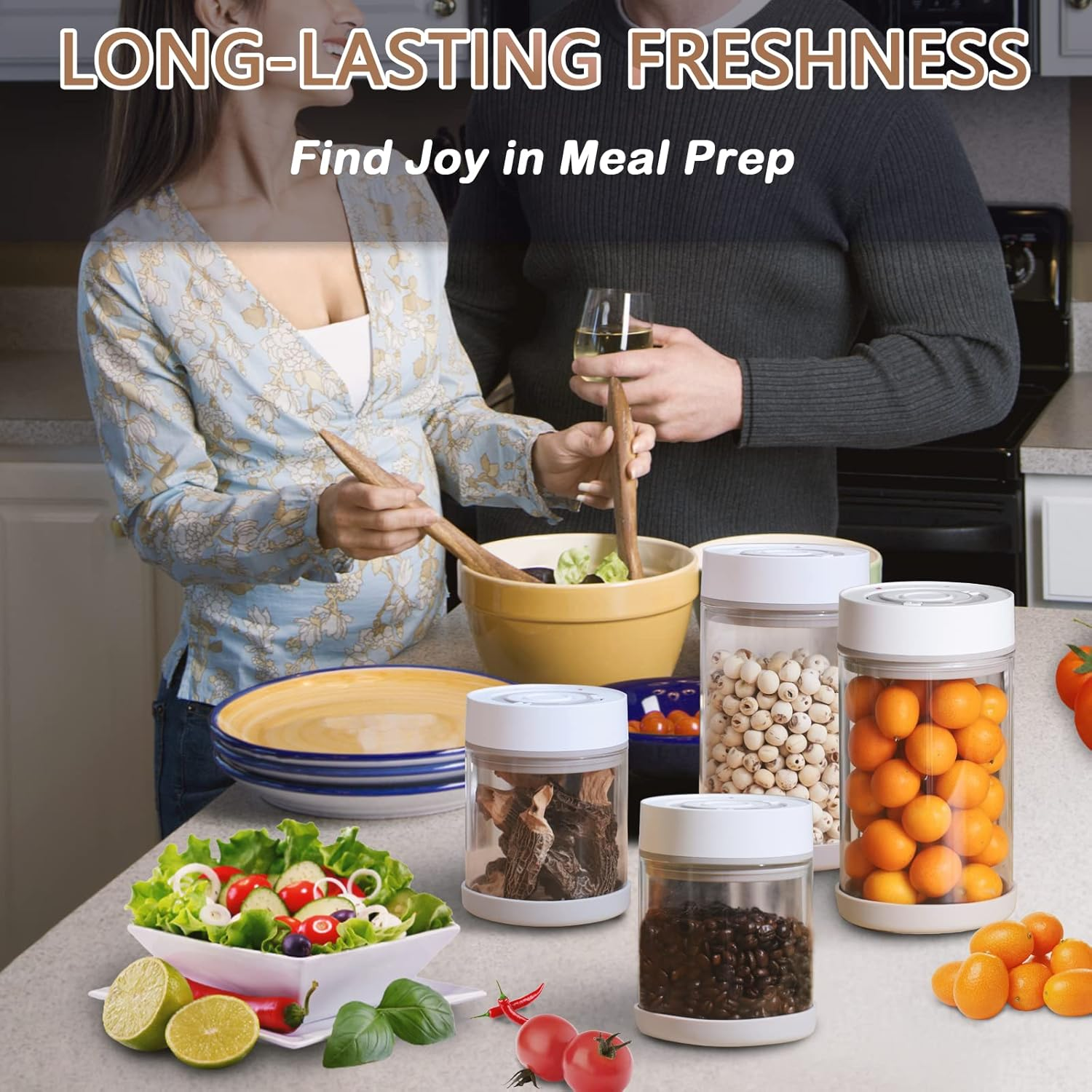 Minidiva Smart Vacuum Container, Automatic Electric Airtight Glass Jar for Food Coffee Storage Meal Prep (600Ml) image number 1