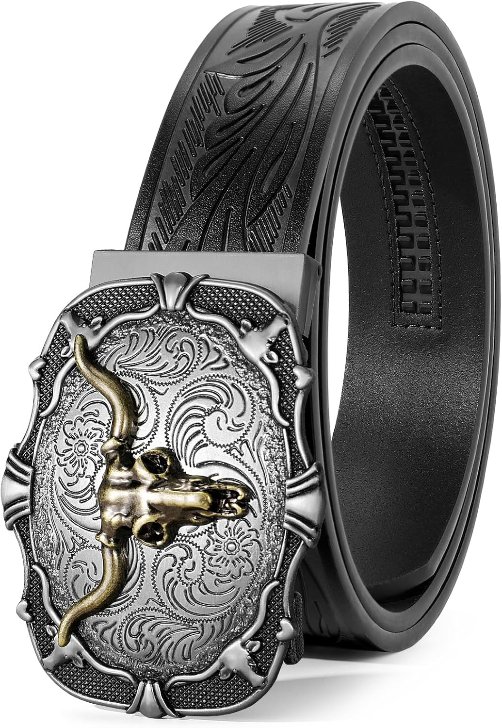 SANSTHS Ratchet Cowboy Belt, Western Ratchet Belts for Men Ratchet Western Belt with Automatic Cowboy Buckle