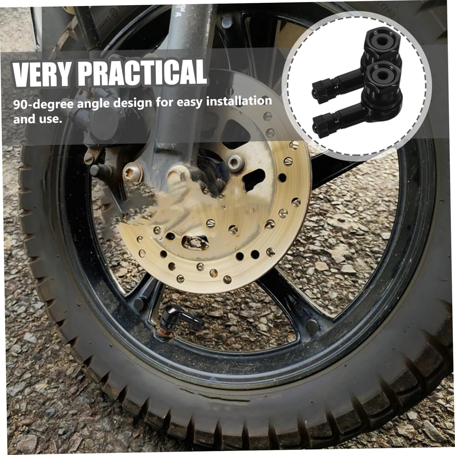 TOPPERFUN 2Pcs 90-Degree 11.3Mm Motorcycle Tire Valve Stem Caps Black Replacement Dirt Caps for Motorbike Tyres Motorcycle Accessories