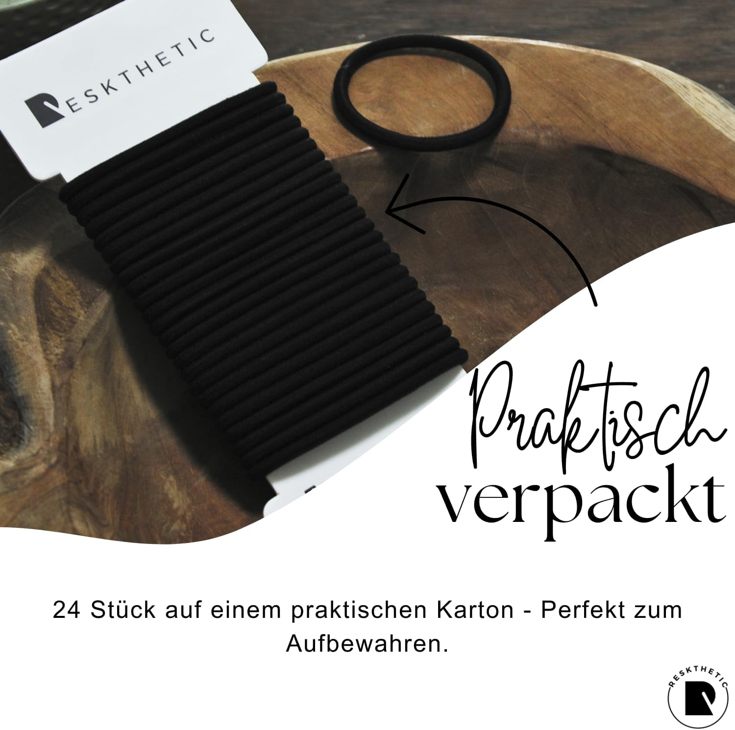 Reskthetic&reg; - Hair Bobbles Pack of 24 (4 Mm) Made of High-Quality (Very Tear-Resistant), Environmentally Friendly and Odourless, Metal Free for Girls, Women and Men (Brown) - Brown image number 2