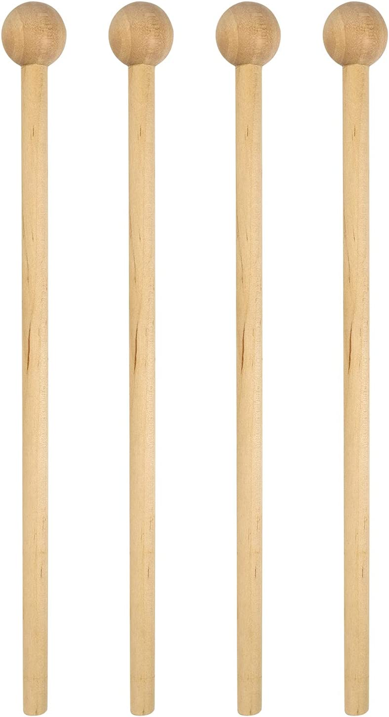 Wood Mallets Percussion Sticks Valuehall 2 Pairs Drum Mallet Sticks 8.46 Inches Percussion Mallets Xylophone Mallet for Energy Chime Wood Block Bell Percussion Instrument V14A03 image number 2