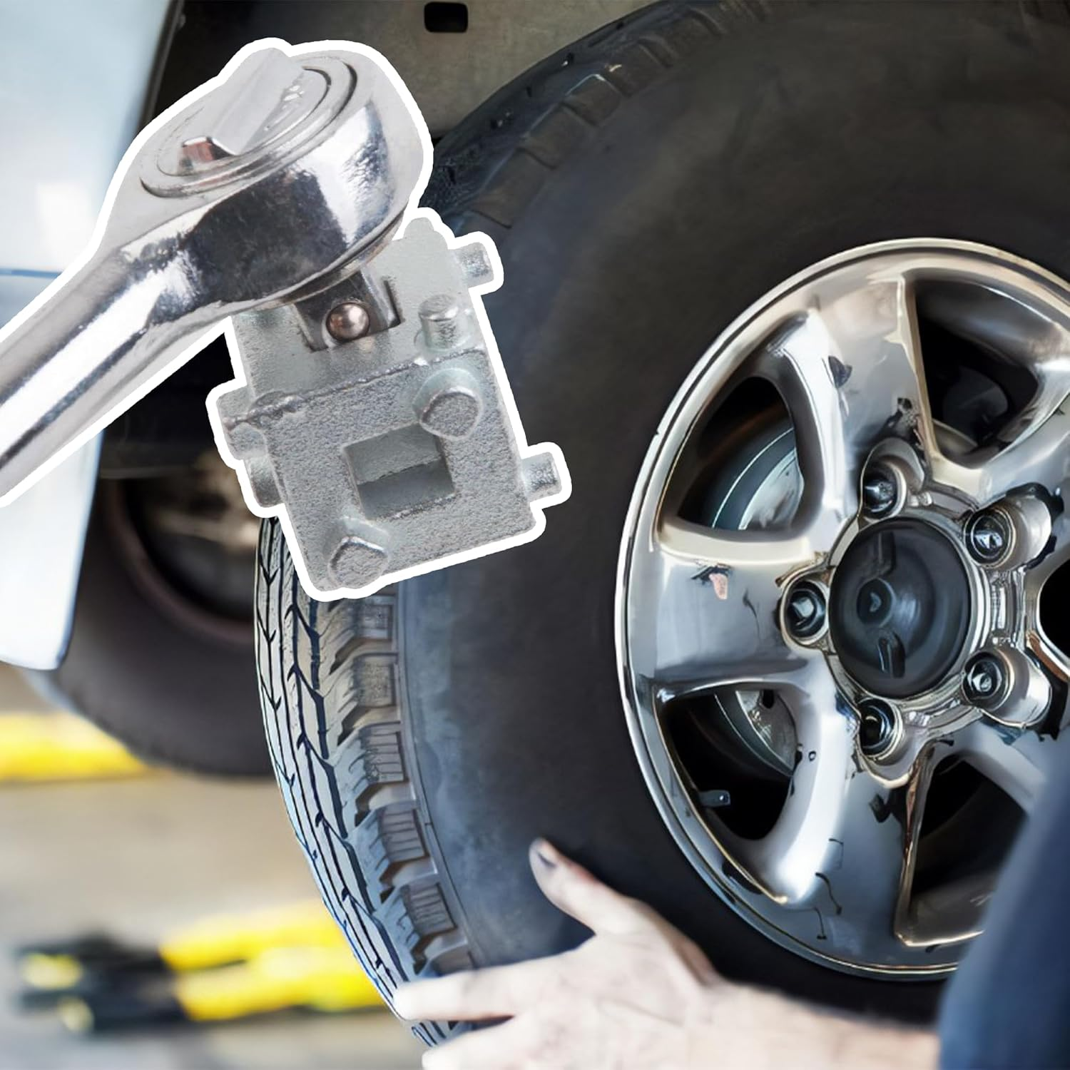 Cube Brake Caliper Compression Tool,Steel Brake Caliper Tool Car Rear Disc Brake Piston Tool,Specialized Car Accessories Brake Piston Tool Adaptor Fits 3/8" Square Driver image number 1