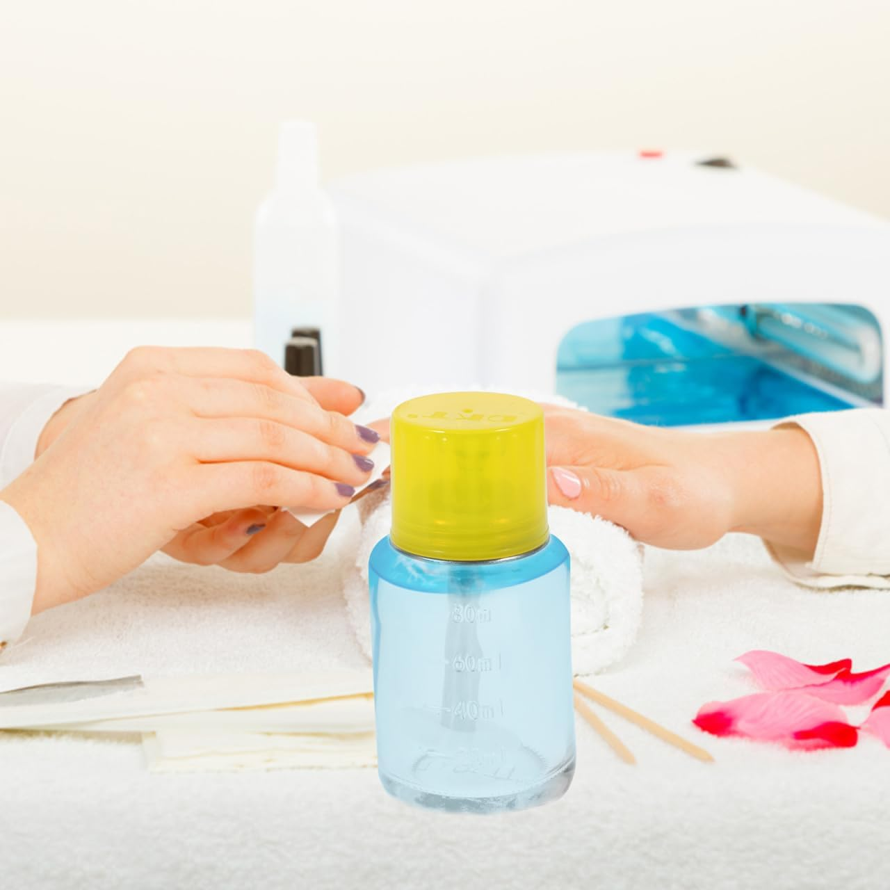 Healeved Slide Glass Bottle Empty Nail Polish Remover Dispenser Liquid Cleaning Dispenser Travel Push One Jar Nail Accessories image number 5