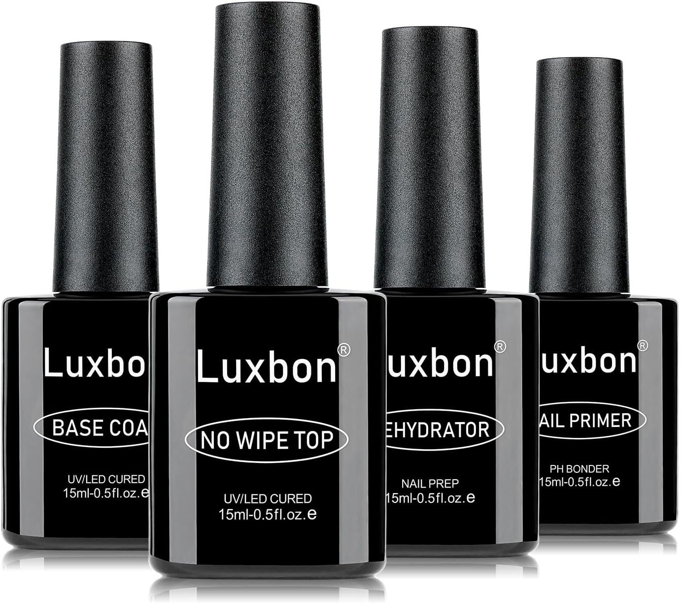 Luxbon 2 Pcs 15Ml Nail Primer & Nail Dehydrator Set - Long Lasting, Shine Finish, UV LED Nail Lamp Soak off Gel Nail Prep Set Manicure