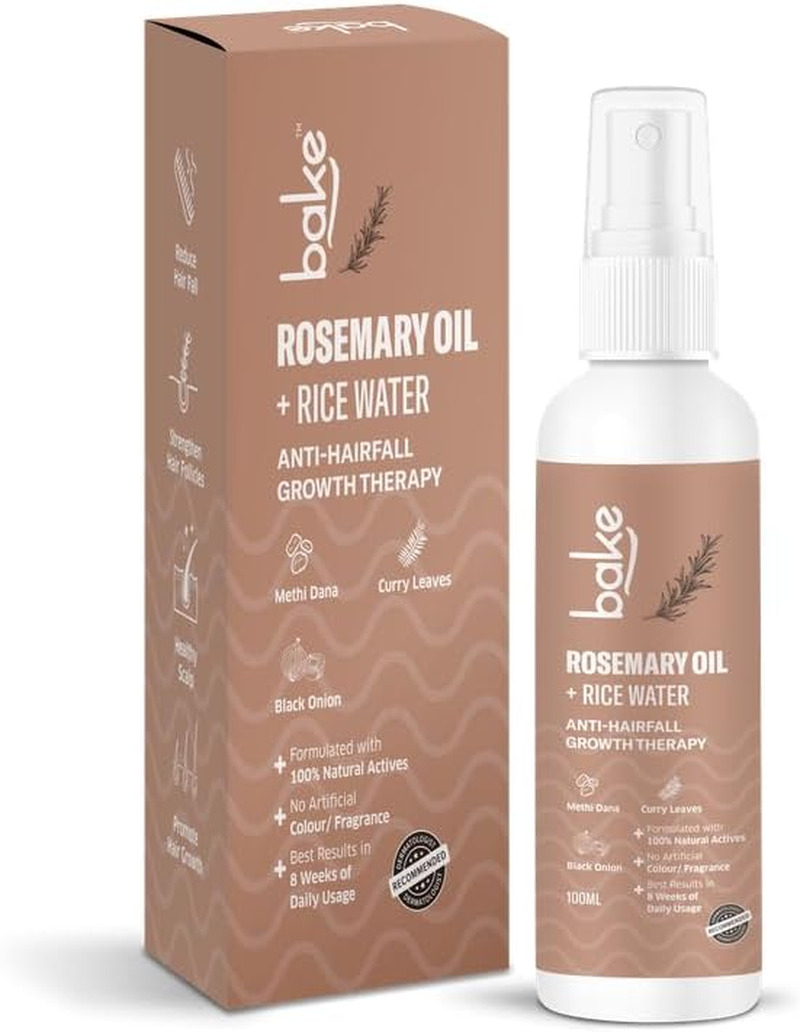 BAKE Rosemary Oil Hair Growth Serum Spray with Rice Water & Methi Dana | for Hair Fall, Hair Regrowth & Keratin Treated | Strengthen Hair Follicles | for Women & Men | 100Ml (Spray) image number 4