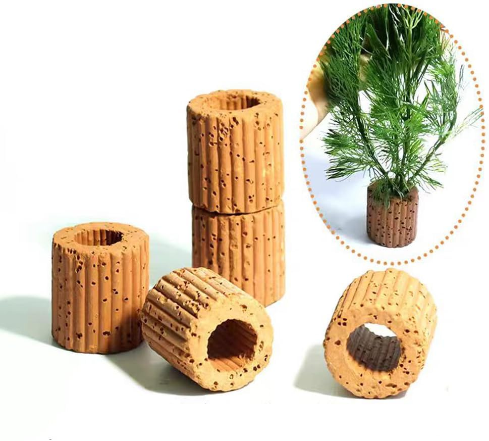 10 Pcs Aquatic Water Plant Fixed Rings, Water Plants Cultivation Fixed Ring Aquatic Water Plant Fixed Ring Ceramic Plant Pot, Landscape Ceramic Pottery Gravity Ring for Fish Tank Accessories image number 3