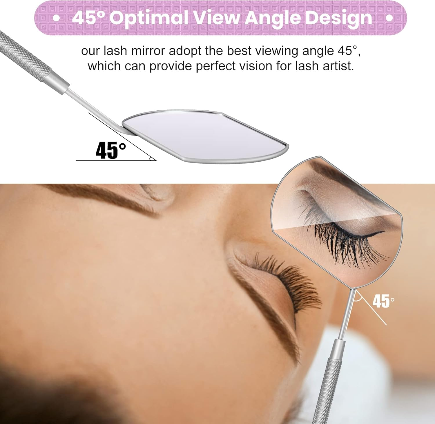 1 PCS Large Lash Mirror for Eyelash Extension Supplies+1 PCS Storage Bag,Stainless Steel Light-Weight Detachable Eyelash Mirror for Extensions,Makeup Inspection Mirror for Lash Tech Supplies(Silver) image number 4