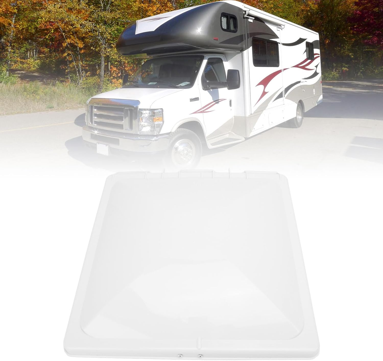 RV Roof Vent Cover, 13 X 13In Universal Vent Lid, Replacement Vent Lid with Center Rod, Exhaust Port Cover for Trailer, Motorhome, Bathroom image number 5
