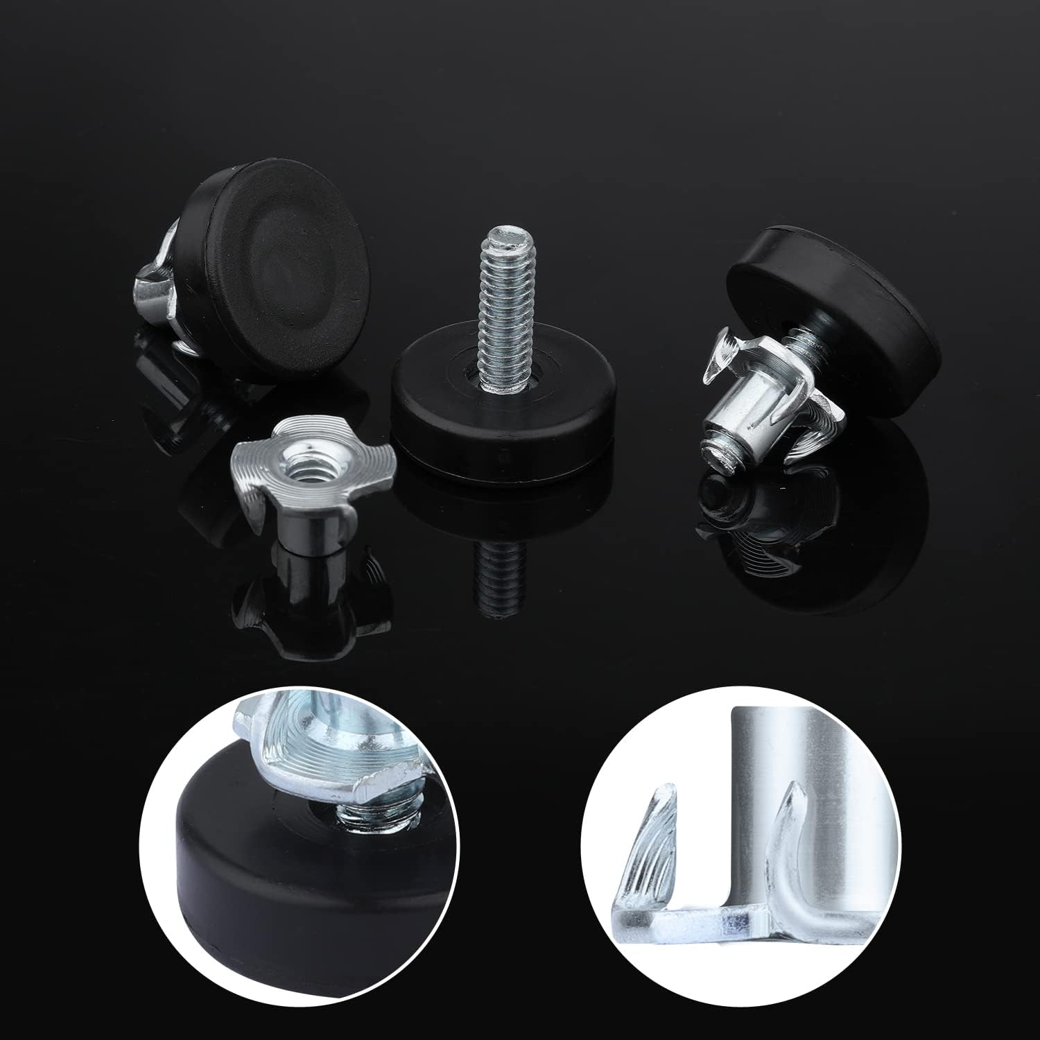 AIEX 1/4" Thread Outer Diameter Furniture Leveling Feet, Adjustable Furniture Levelers with T Nuts Screw in Feet for Furniture Cabinets Sofa Tables Chairs.（16Pcs） image number 6