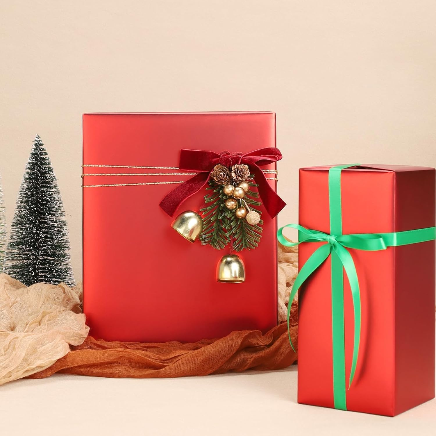 WRAPLA Red Wrapping Paper, Solid Color Matte Metal Gift Paper Roll - 43Cm X 12M Perfect for Wedding, Birthday, Baby Shower(17Inch X 40Feet) image number 4