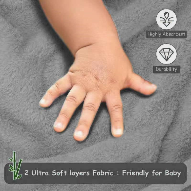 2 Pack Hooded Baby Towels, Premium Soft Bath Towel for Babies, Newborn, Infant and Toddler, Ultra Absorbent, Natural Baby Stuff Towel with Hood for Boy and Girl (Elephant, Bear)