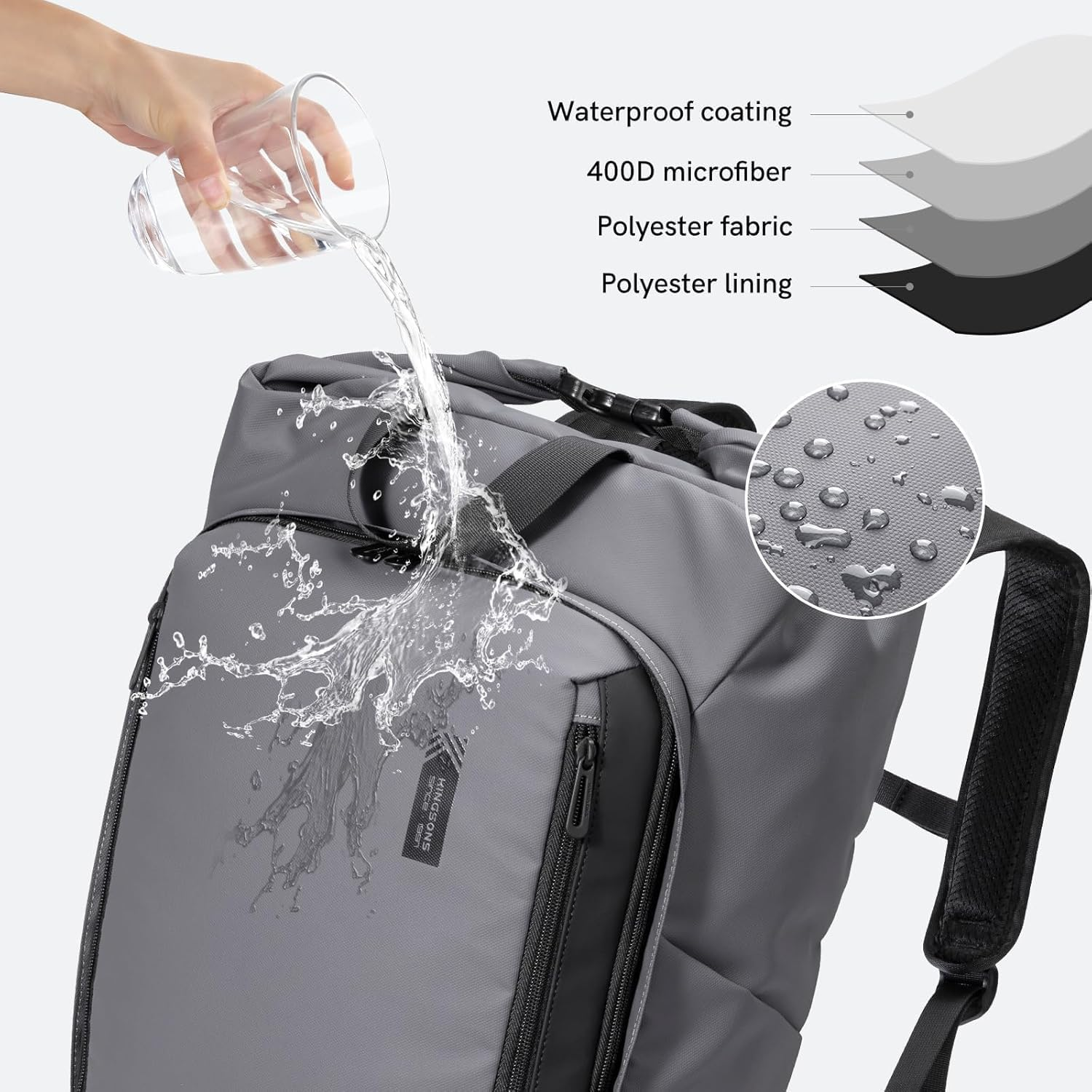 KINGSONS Laptop Bag Travel Backpack - Waterproof Laptop Backpack with USB Charging Port, anti Theft Backpack for Women, Casual Daypack for Business - Fg6319W-Black image number 4