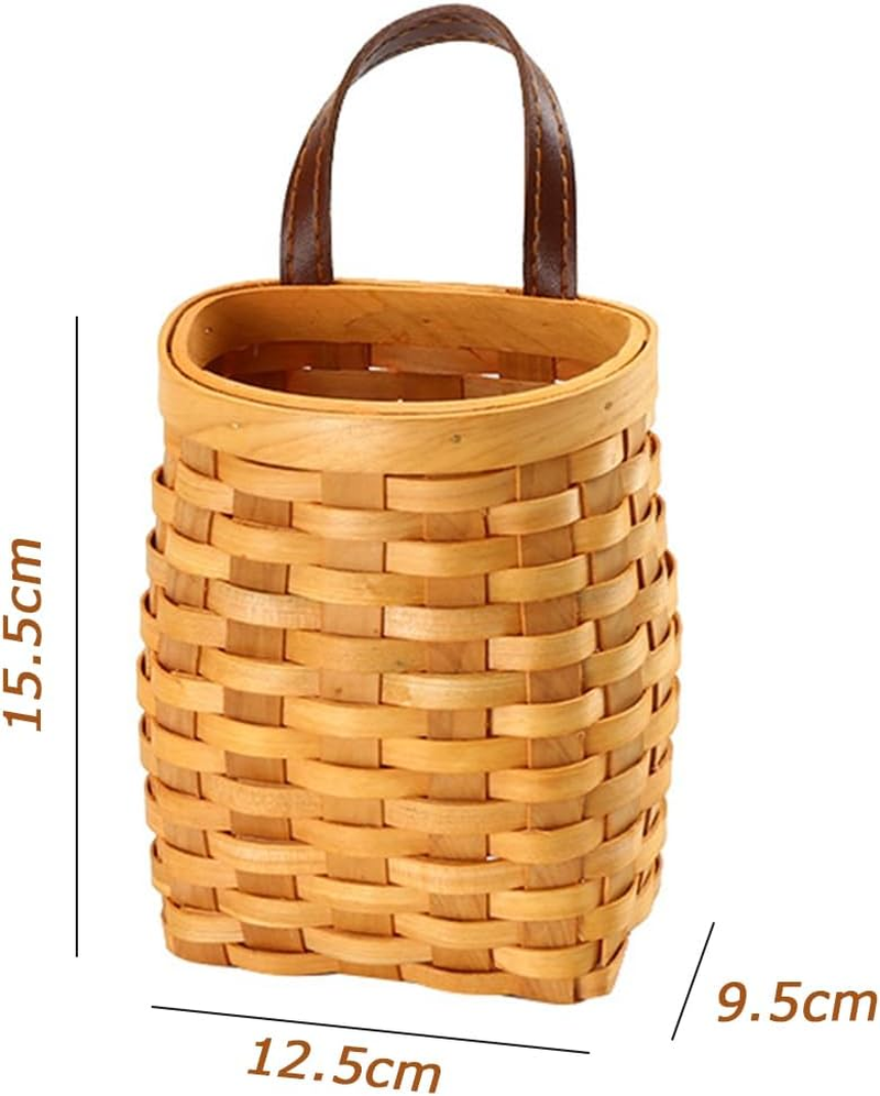 Rustic Woven Wood Hanging Basket, Small Vintage Style Woven Planter, Space Saving Organizer Basketry, Natural Finish, Farmhouse Charm, Perfect for Entryway image number 6