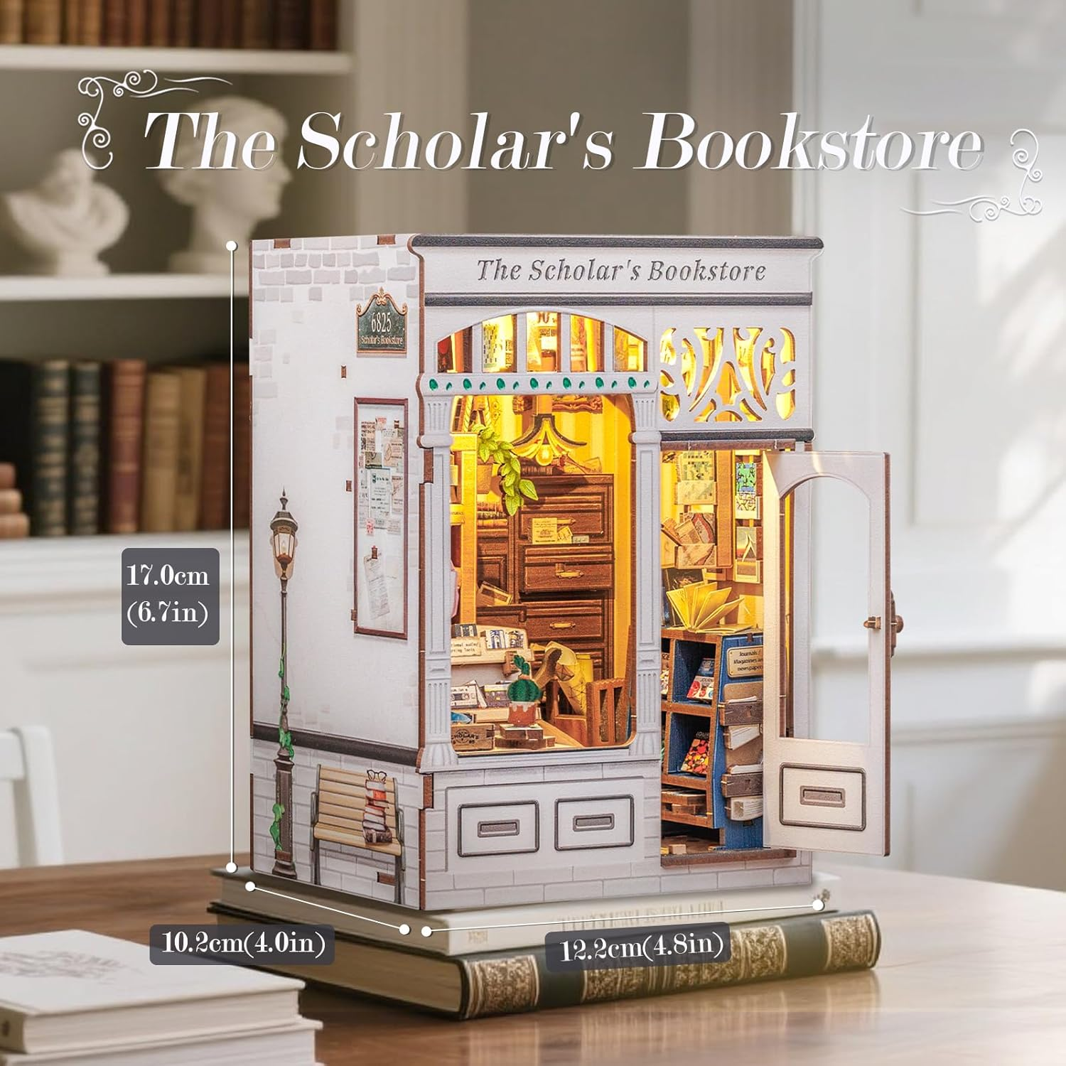 CUTEBEE Book Nook Kit - DIY Miniature House Dollhouse Kit for Adults and Teens, 3D Wooden Puzzle Booknook Build Bookshelf Decor for Family and Friends (The Scholar'S Bookstore) image number 1