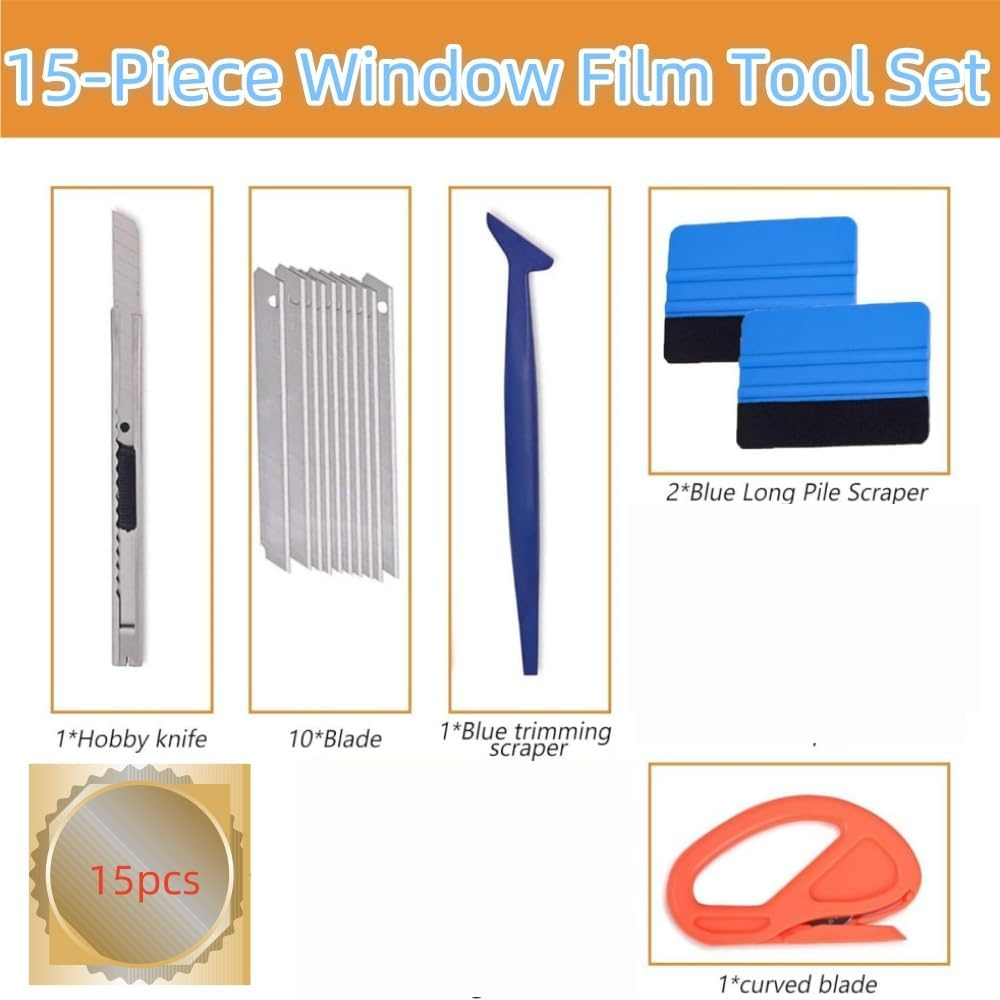DACUAN 15 Pieces of Automotive Vinyl Packaging Kit, Including Extendable 9Mm Art Knives and Blades, 4-Inch Felt Scraper, Suitable for All Types of Window Films image number 4