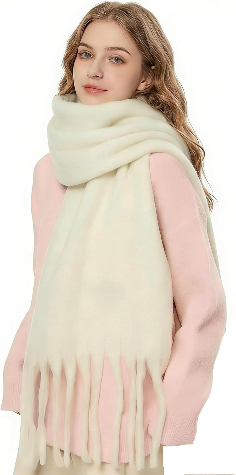 Youcoscos Winter Scarf for Women Oversized Chunky Plaid Scarves Large Plaid Thick Soft Warm Blanket Scarfs Tassel Shawl