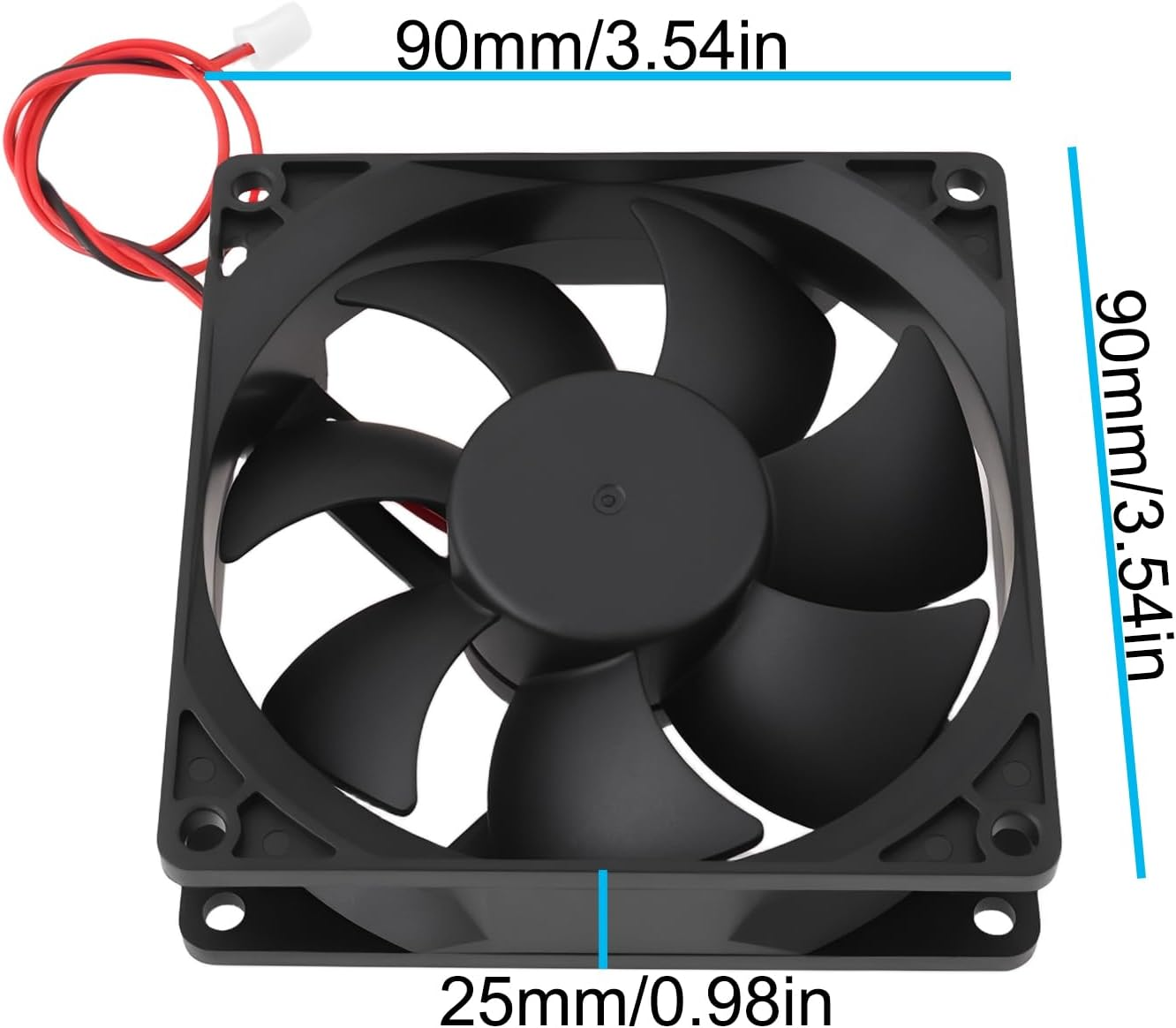 SING F LTD 2Pcs DC12V 0.16A 2Pin Cooling Fan Replacement Part TX9025L12S Compatible with Tianxuan Computer Case image number 1