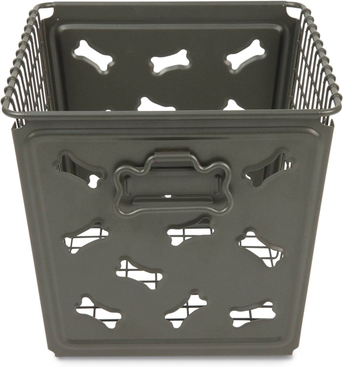 Spectrum Diversified Macklin Basket Steel Storage Bin Bone Design, Pet Accessory Organizer with Rust-Resistant Finish, Dog Toy Organization & Storage, Medium, Industrial Gray image number 5