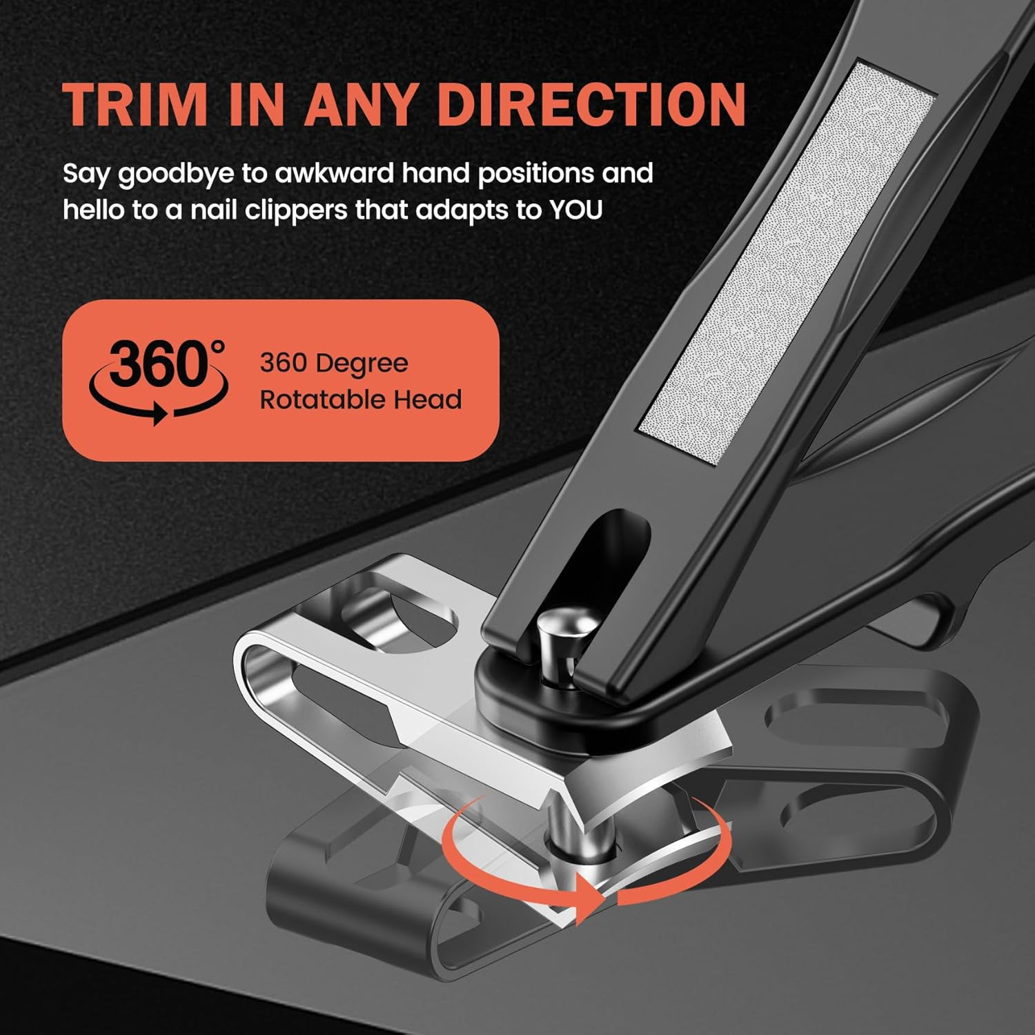 BEZOX Nail Clippers with Metal Nail File - Curved Head Toe Nails Clipper for Thick Nails for Seniors, Free Rotating Finger Nail Clippers for Adult - Premium Nail Cutters for Fingernails and Toenails image number 2