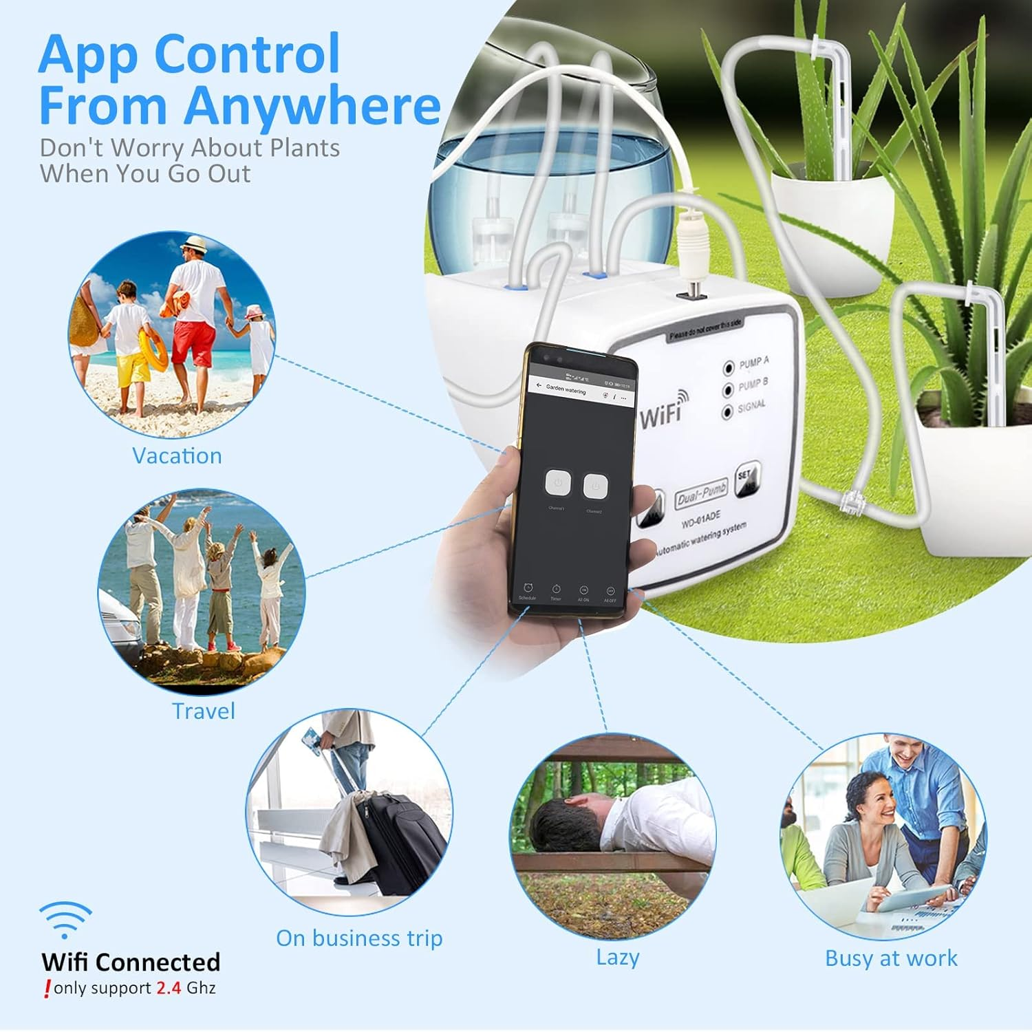 Remote Control Wifi Drip Irrigation Kit, Avvikro Automatic Watering System for Potted Plants up to 20, Plant Waterer Devices with Auto/Manual/Delay Watering Mode via APP image number 2