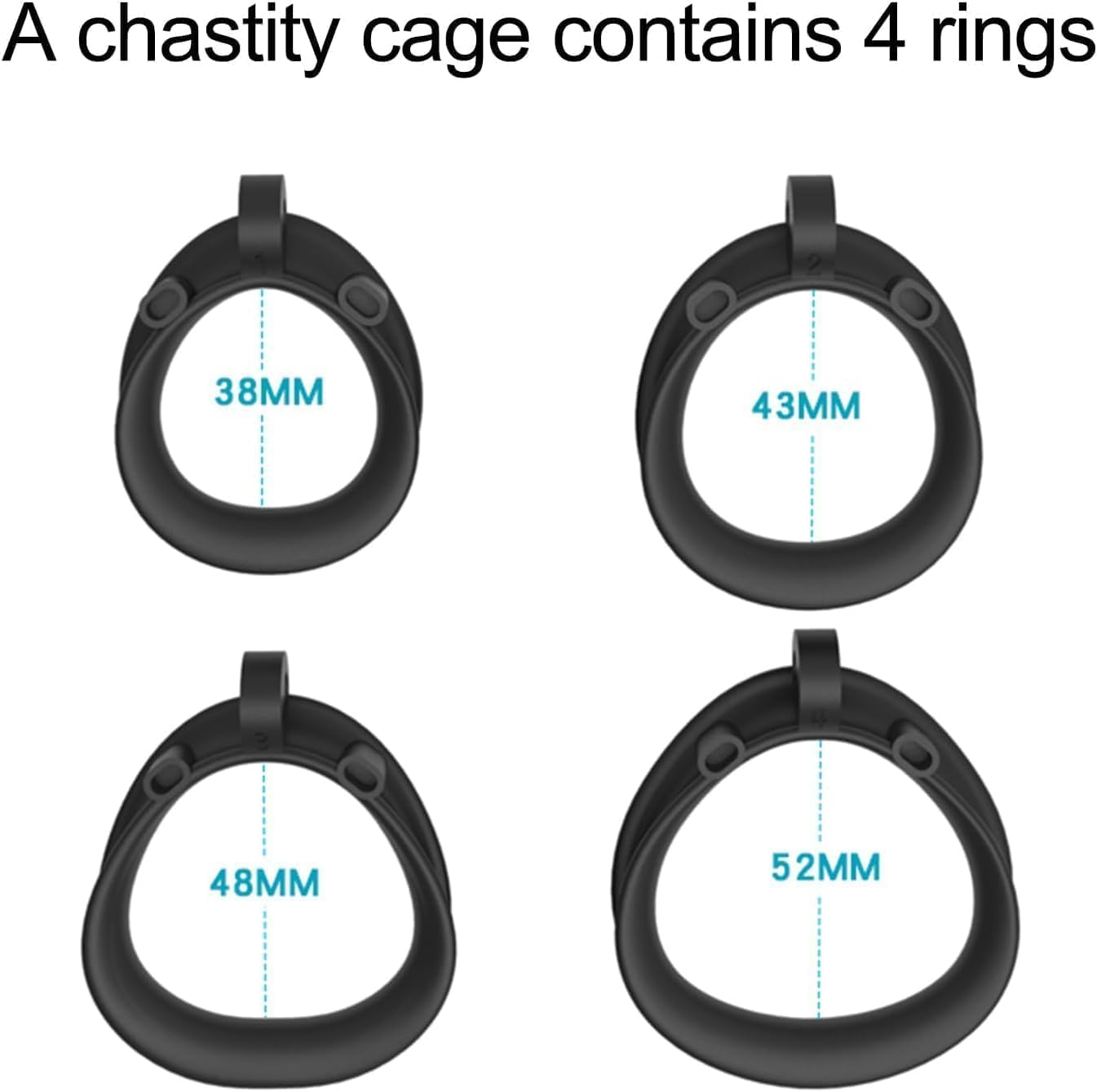 Male Chastity Cage Cock Cage Lightweight Chastity Cages Device with 4 Double Face Rings Male BDSM Bondage Adults Sex Toys for Couples (M) image number 3