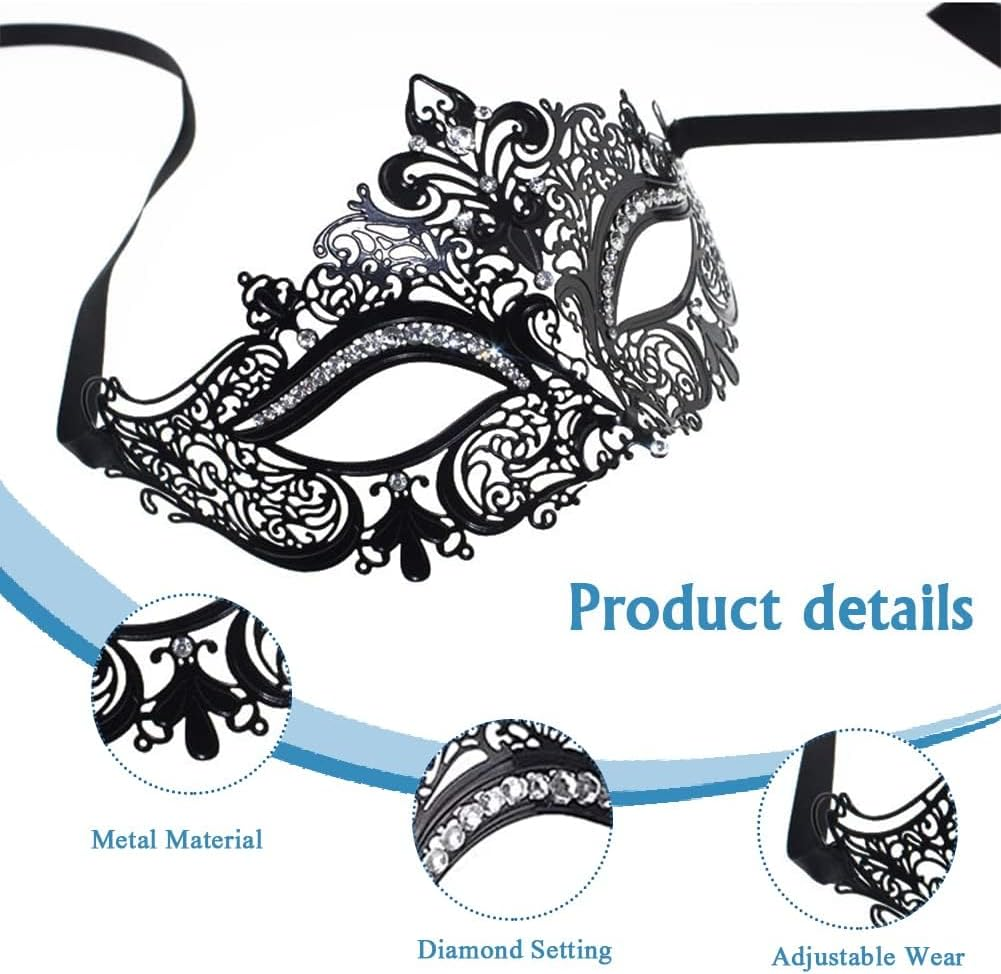 Masquerade Mask, Metal Masks Sexy Venetian Carnival Masks Fancy Dress, Venetian Mardi Gras Prom Mask for Women image number 3