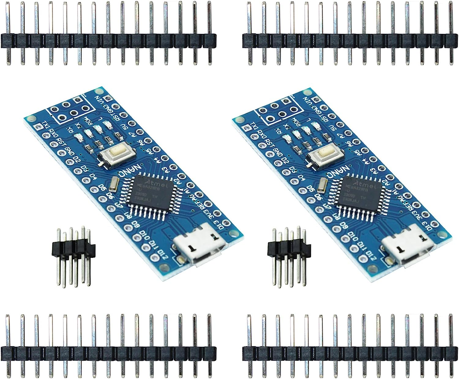 DIGISHUO 2Pcs Nano V3.0 Atmega328P CH340G | 5V 16M Type-C Port Module| Micro Controller Board Development Board with PIN Headers Pin Unsoldered