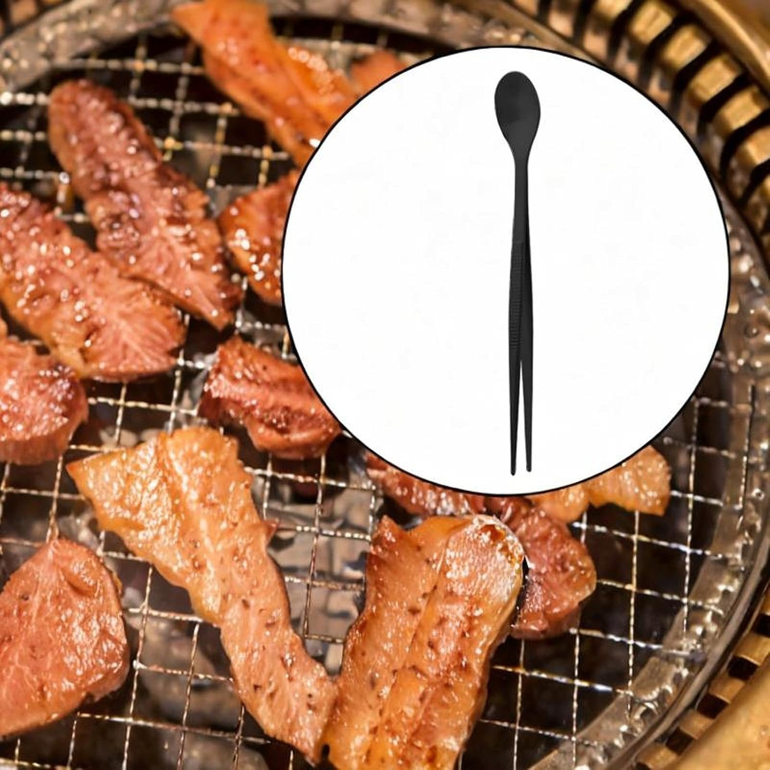 Fenteer 2In1 Spoon Tweezer Kitchen Tool Portable Serving Utensil for Family Gatherings, Black - Multicolor image number 2