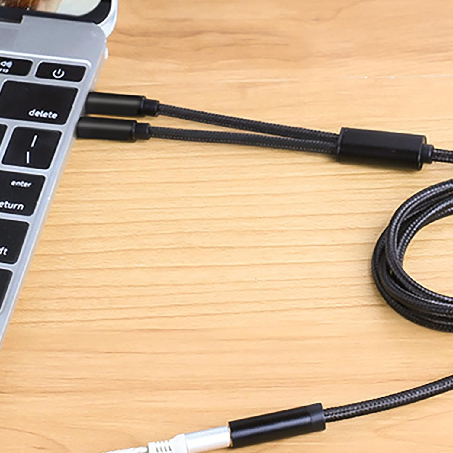 Tunghey 2Pack Headphone Splitter for Computer CTIA 3.5Mm TRRS Female to Dual TRS Male Mic Audio Jack Y Adapter Headset Splitter Cable for PC Laptop to Gaming Headset Black and White image number 5