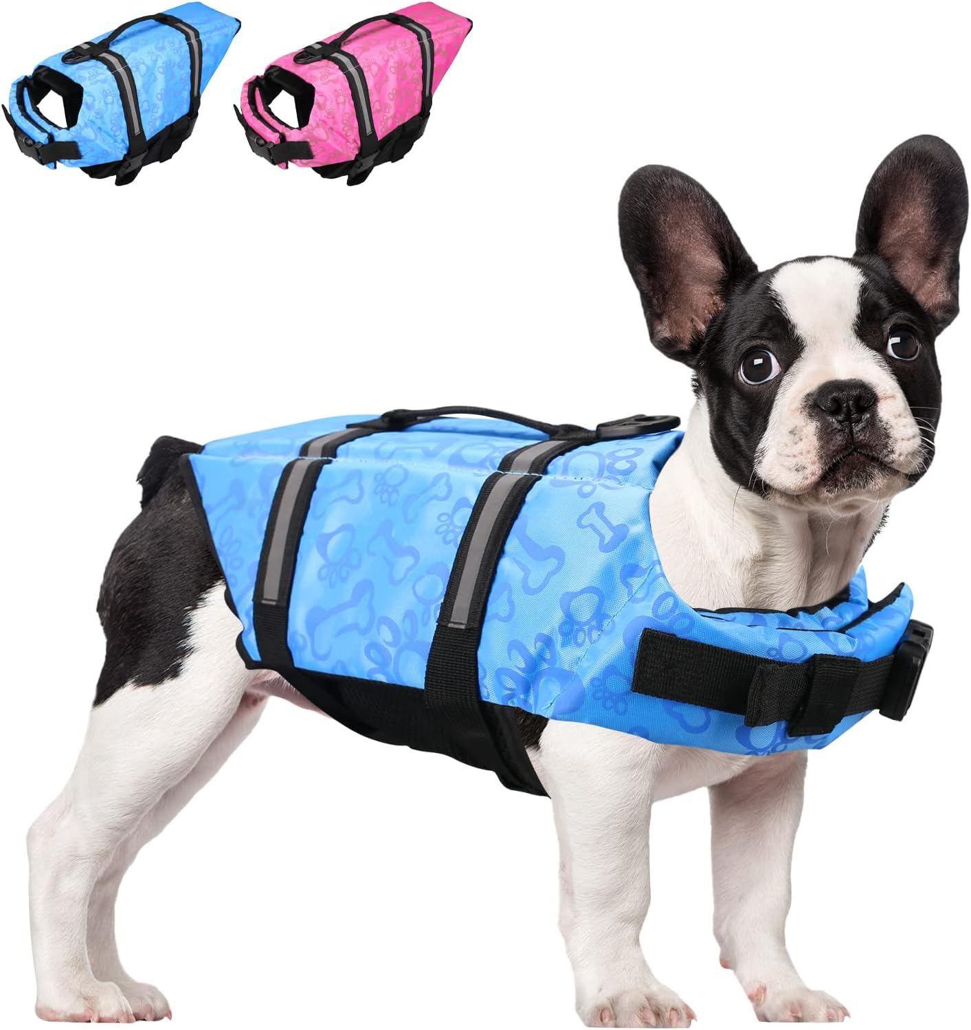 Neween Dog Life Jacket with Reflective Stripes, Adjustable Dog Life Preserver Ripstop Dog Life Vest with High Flotation and Lift Handle, Pet Lifesaver Swimsuit for Small Dogs (Pink, Small)