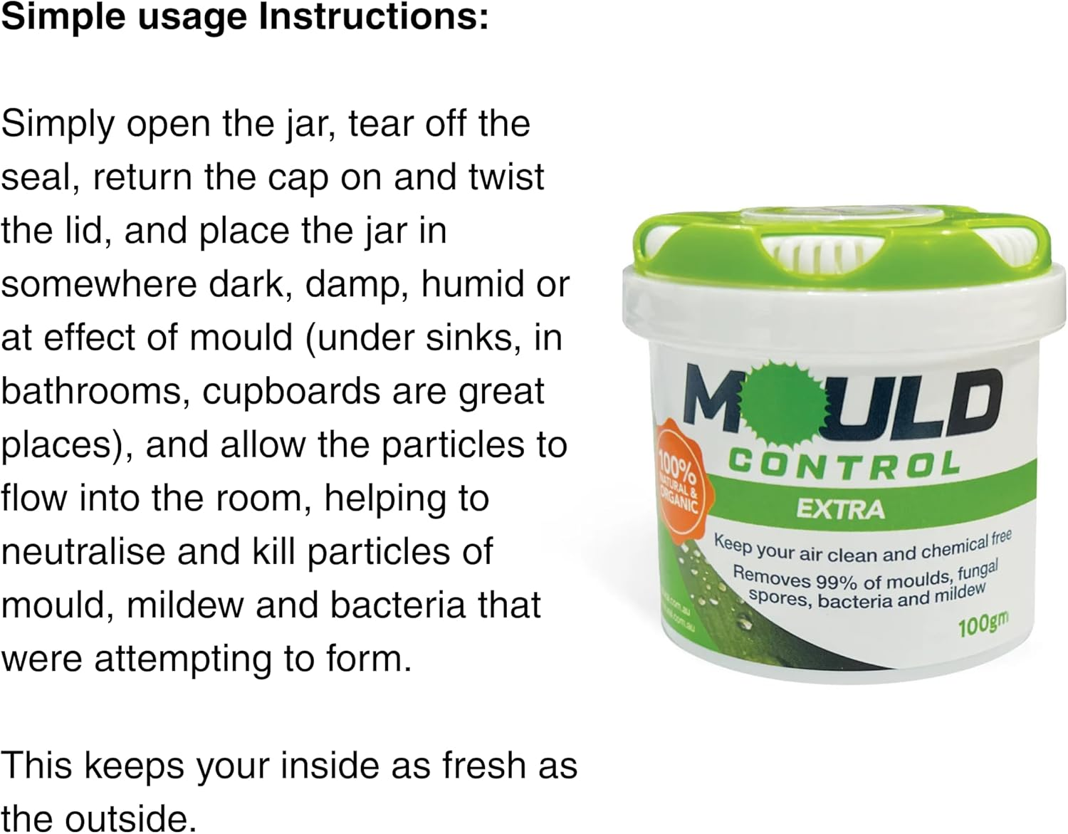 SAN-AIR Mould Control 100G - Mould Remover Gel - Air Purifier for High Moisture Areas - Effectively Eliminates Humidity, Mould & Bacteria - Ideal for Bedrooms, Bathrooms, Kitchens, & Damp Spaces