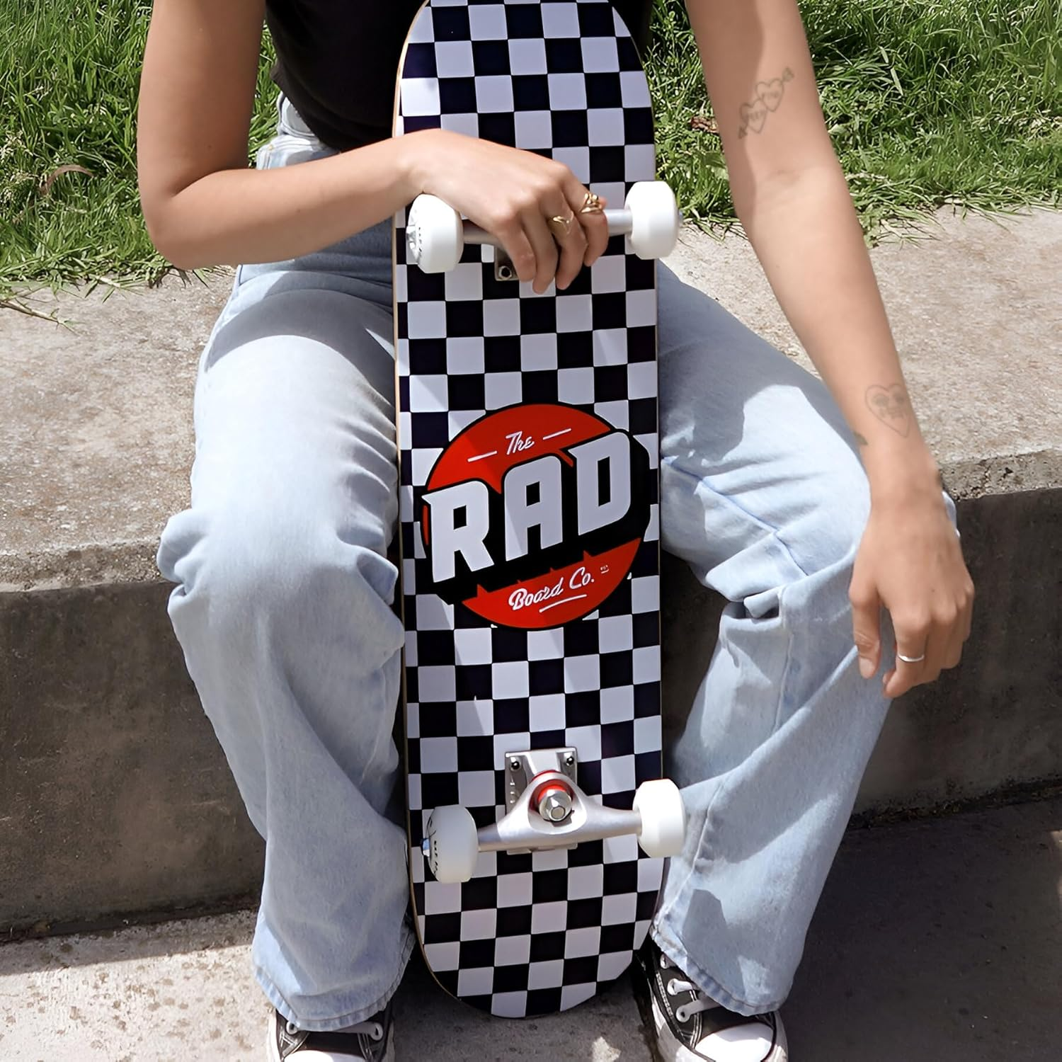 Rad Complete Dude Crew Designed by Professionals for Master Progression, Maximum Control, Performance and Fun (Checkers Black/White 6.75) image number 2