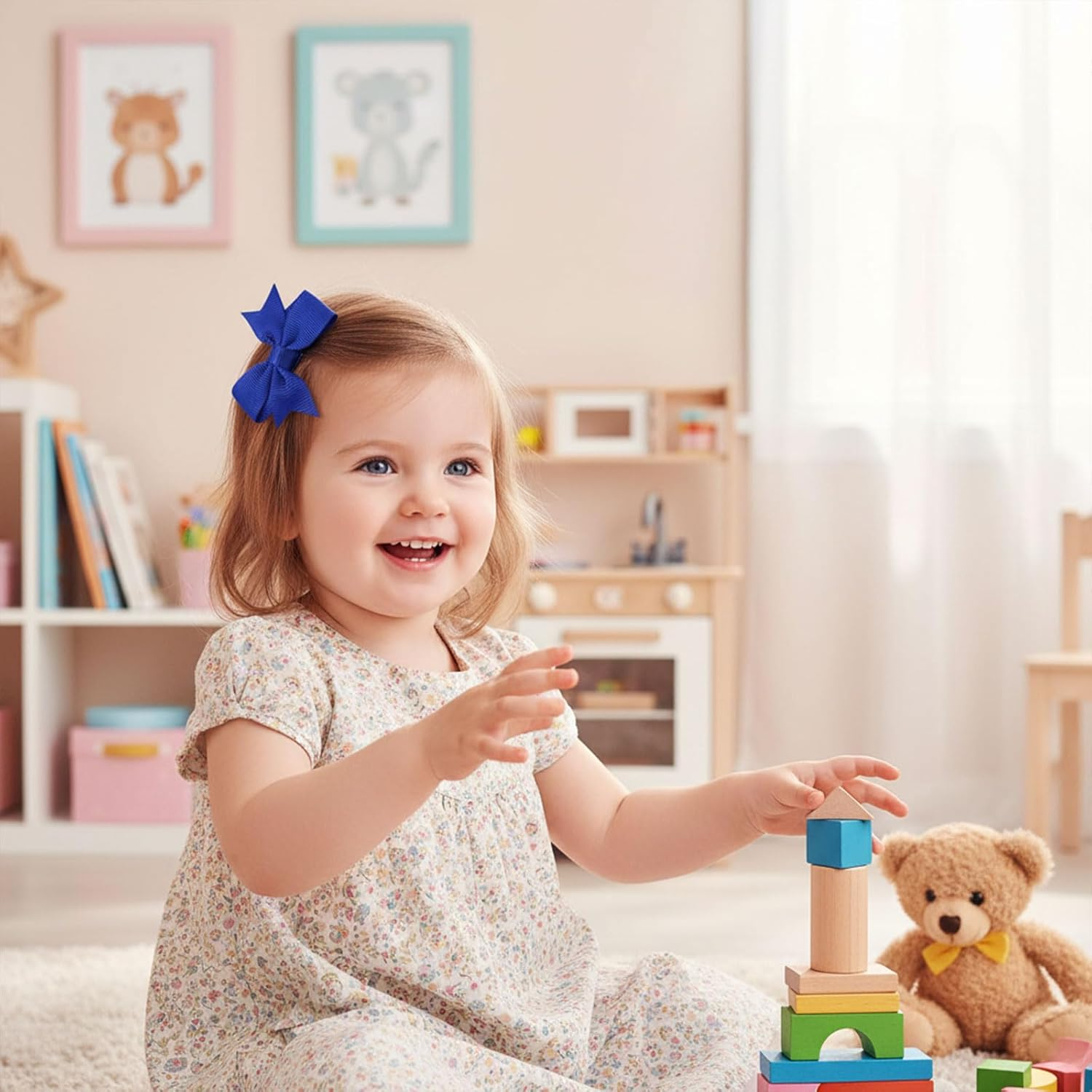 Baby Hair Clips for Girls, 24 Pieces, 2 Inch Hair Bows with Alligator Clips, Grosgrain Ribbon, 12 Colors, Perfect for Birthday Parties, Gifts & Everyday Wear &ndash; Compatible with Toddler Girls, Baby Girls image number 2