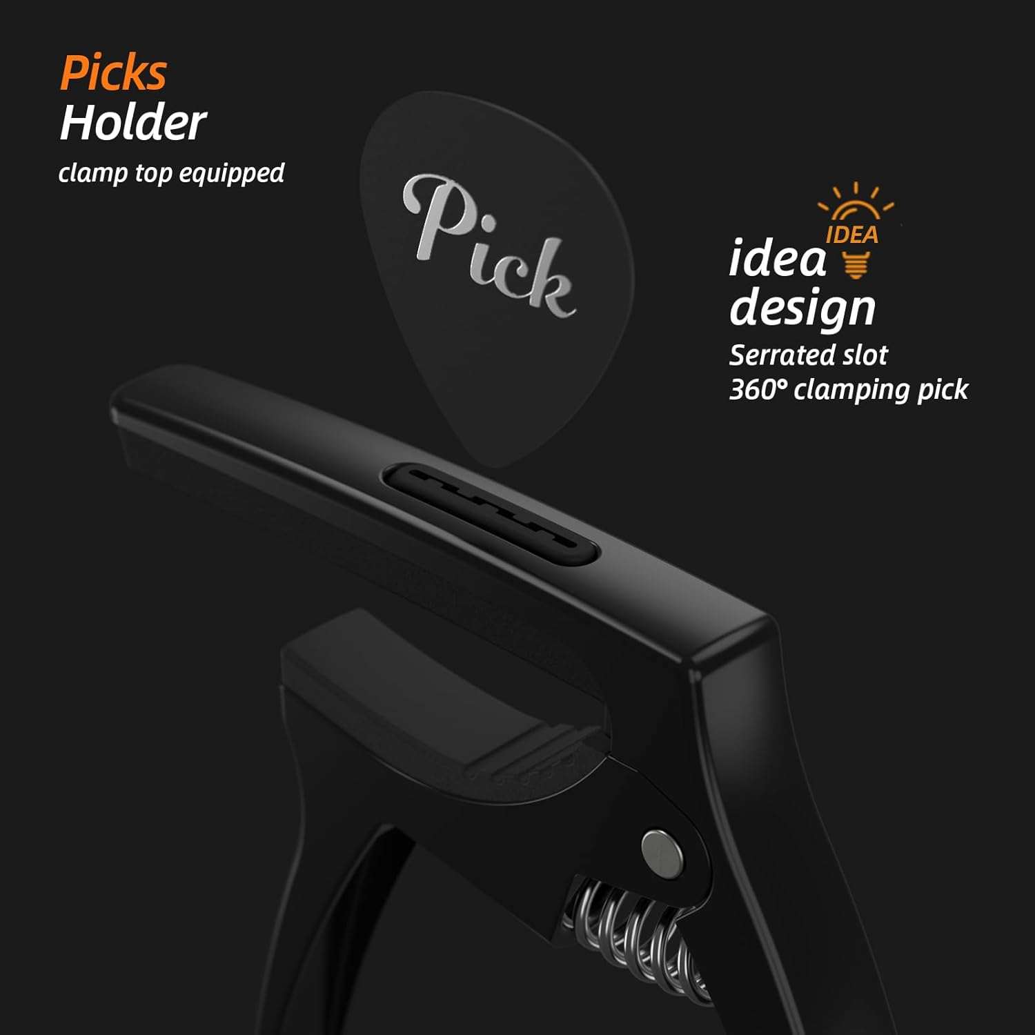 3In1 Guitar Capo for Acoustic and Electric Guitars(With Pick Holder and 4Picks),Ukulele,Guitar Accessories - Wood Grain image number 3